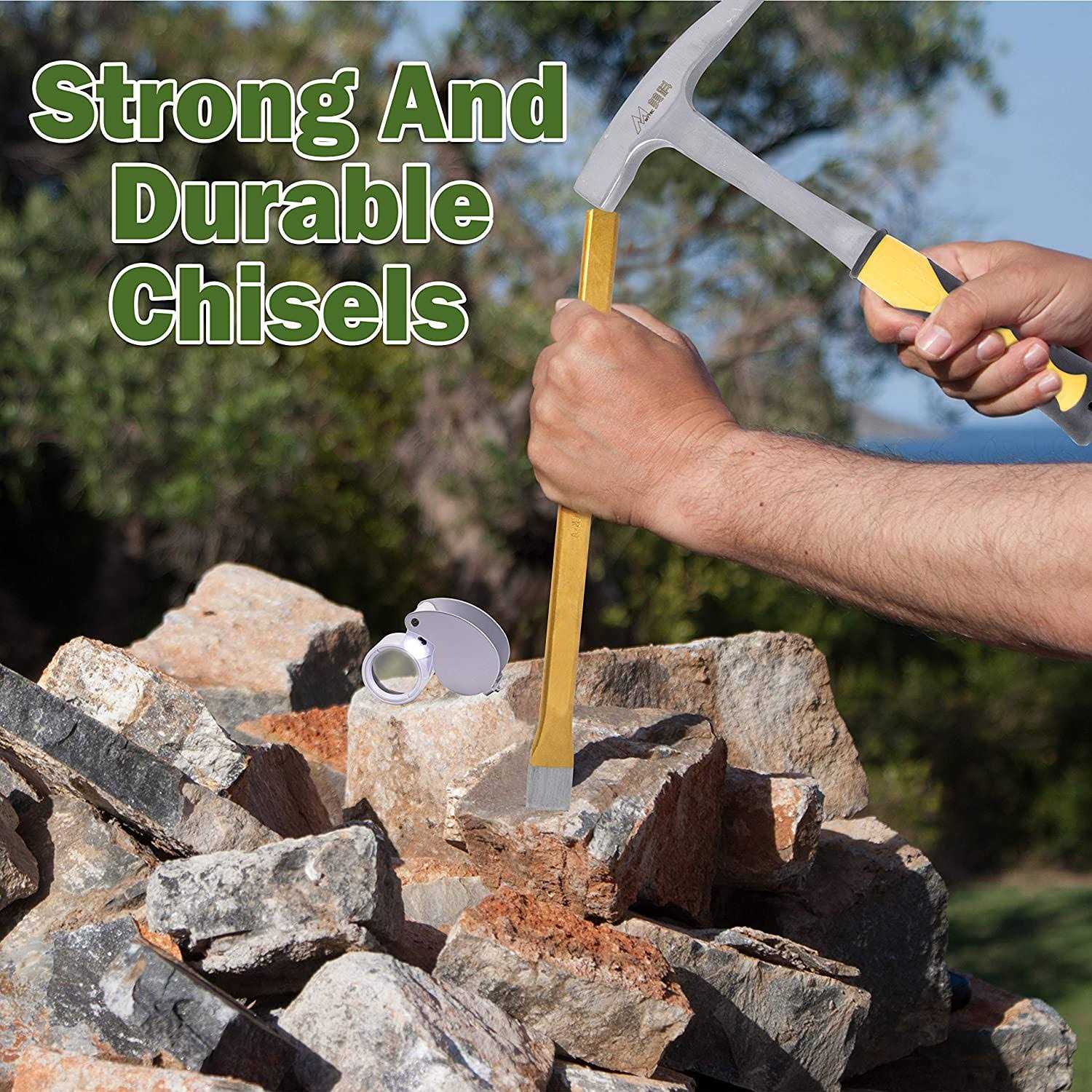 Upper Midland Products Rock Pick Hammer & Chisel Set with Musette Tool Bag - Cheap Fitting