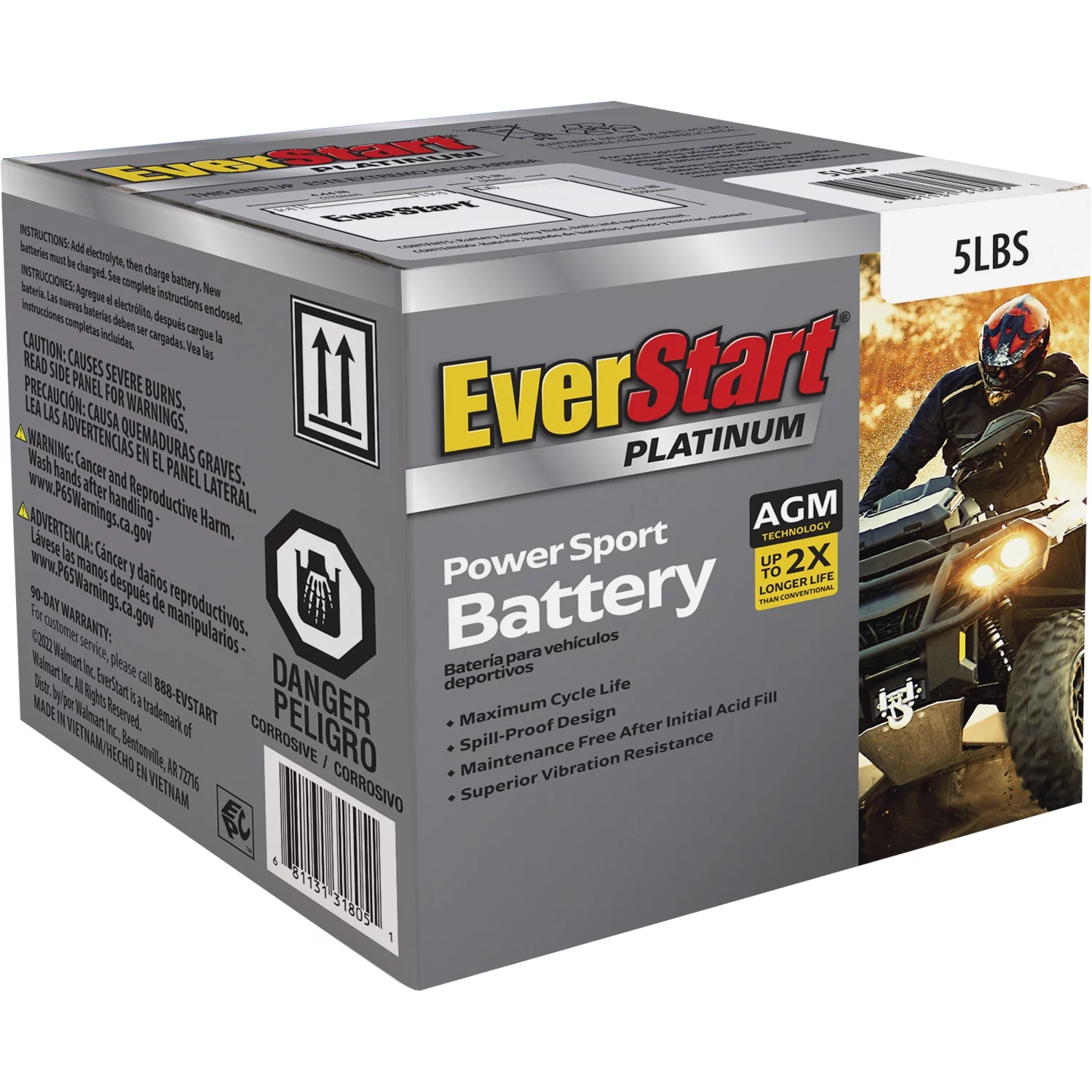 EverStart AGM PowerSport Battery, Group Size 5LBS 12 Volt, 70 CCA - Cheap Fitting