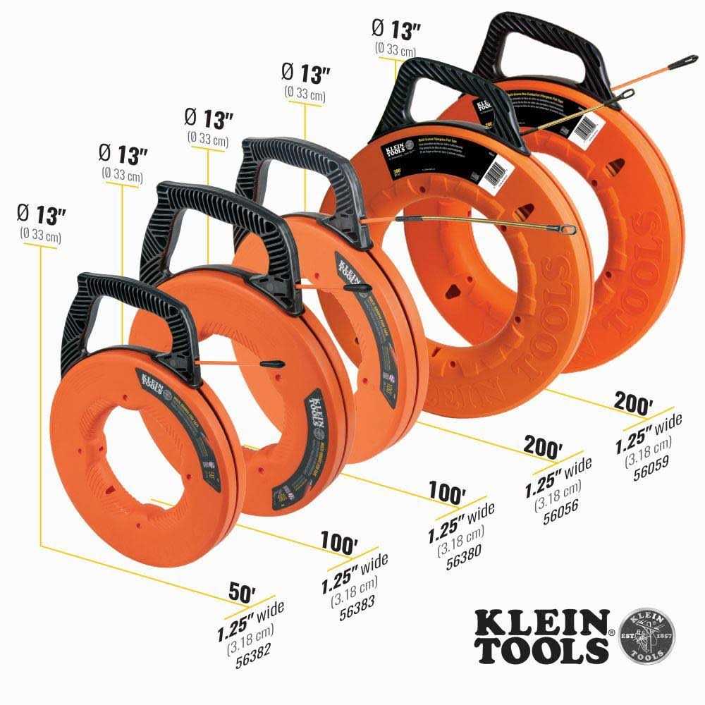 Klein Tools 56382 Multi Groove Fiberglass Fish Tape with Nylon Tip - Cheap Fitting