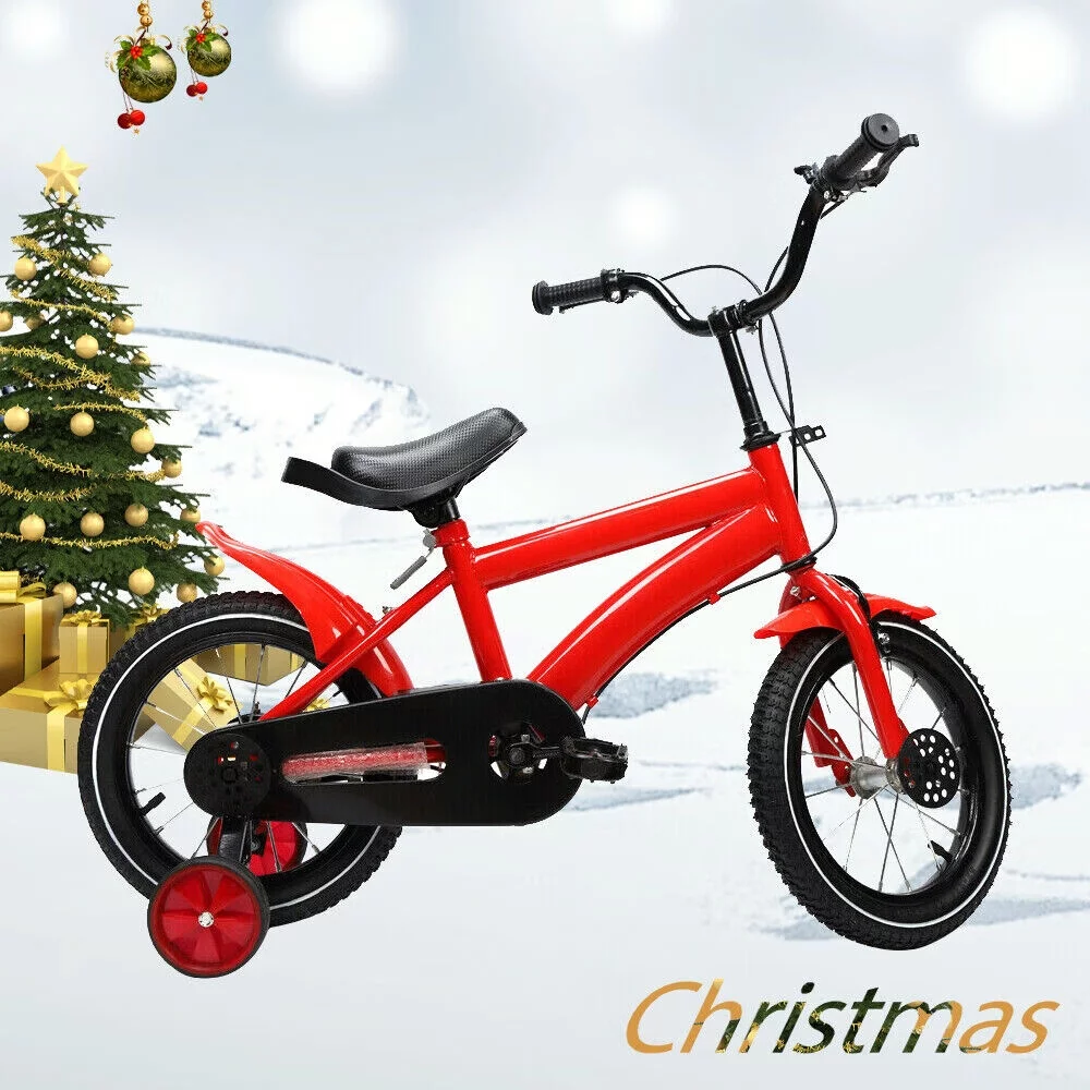 Loyalheartdy 14 Inch Yellow Kids Bike Adjustable Height Children Bicycle Universal Child Cycle with Safe Training Wheels - Cheap Fitting