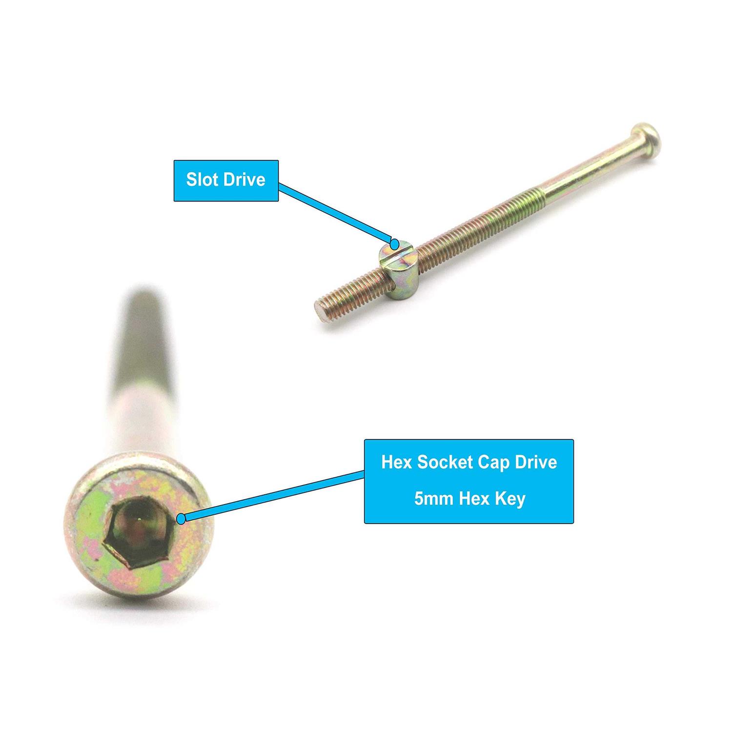 Furniture Bolts and Barrel Nuts binifiMux M8 x 120mm Hex Drive Socket Cap Furniture Barrel Screws Bolt Nuts for Beds Chairs HeadBoards 6Pcs - Cheap Fitting