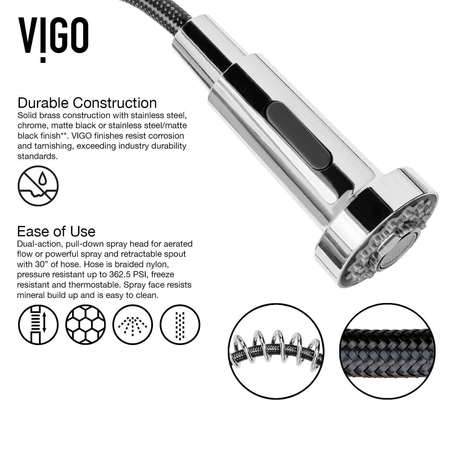 Vigo Edison Chrome Single Handle Pull-Down Kitchen Faucet VG02001CH - Cheap Fitting