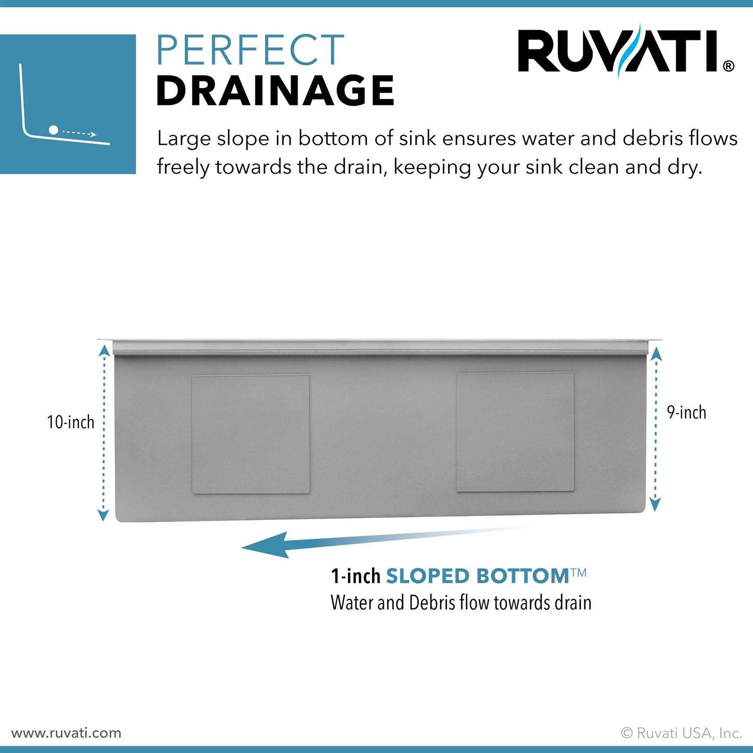 Ruvati 33-inch Workstation Slope Bottom Offset Drain Undermount 16 Gauge Kitchen Sink RVH8591 - Cheap Fitting