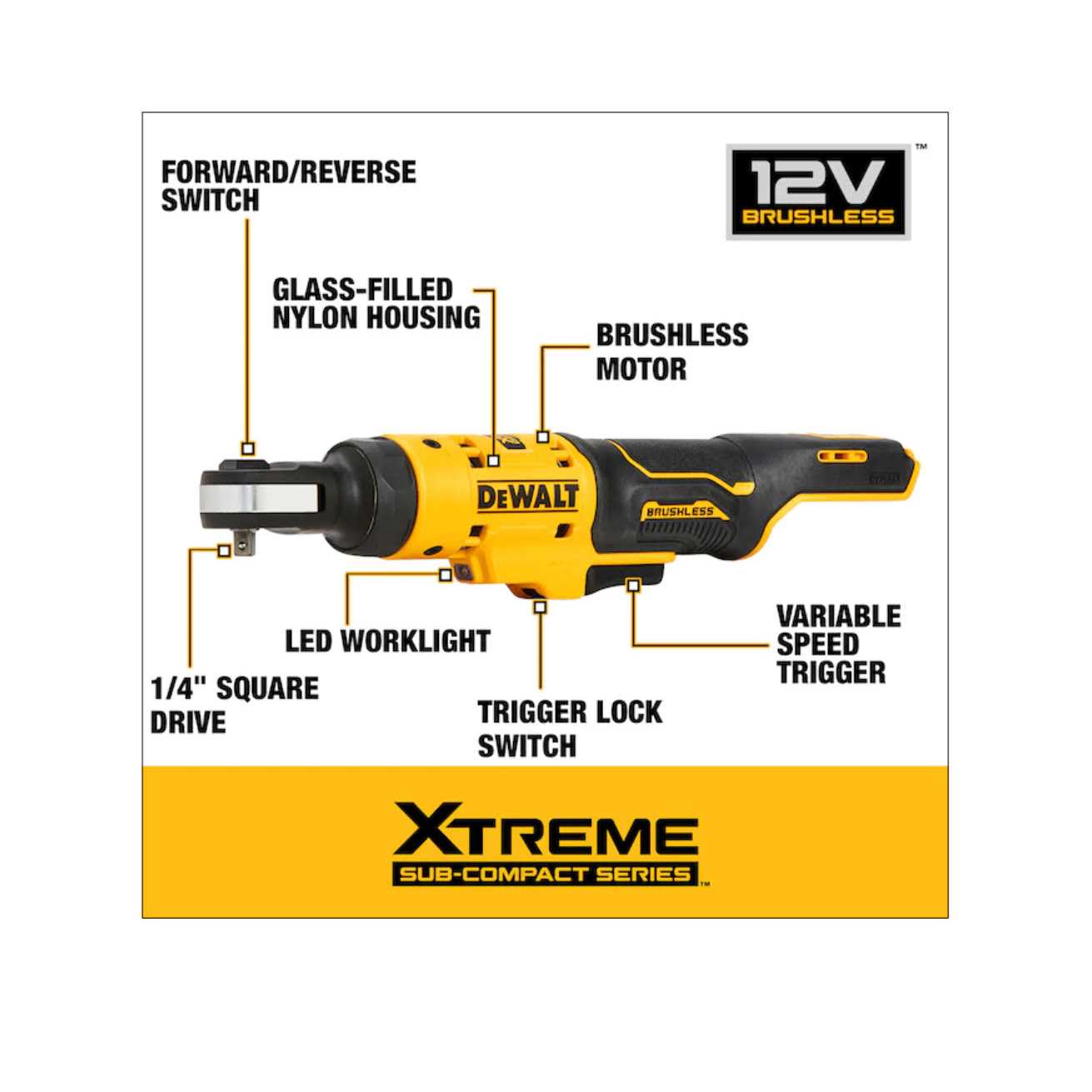 DeWalt DCF504B XTREME 12V MAX Brushless 1/4 in. Ratchet - Cheap Fitting