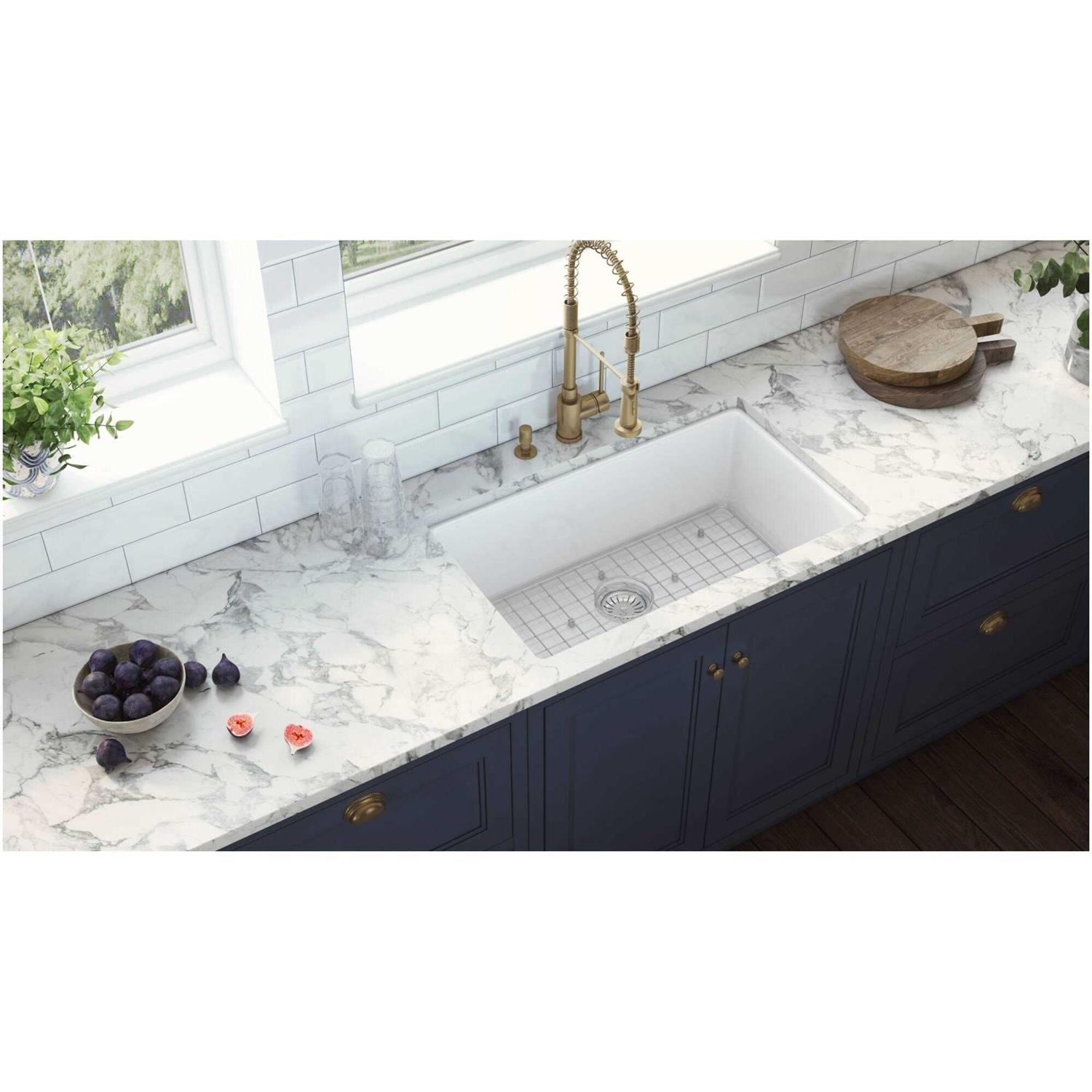 Ruvati 30-inch Fireclay Undermount/Drop-in Topmount Kitchen Sink Single Bowl RVL3030WH - Cheap Fitting