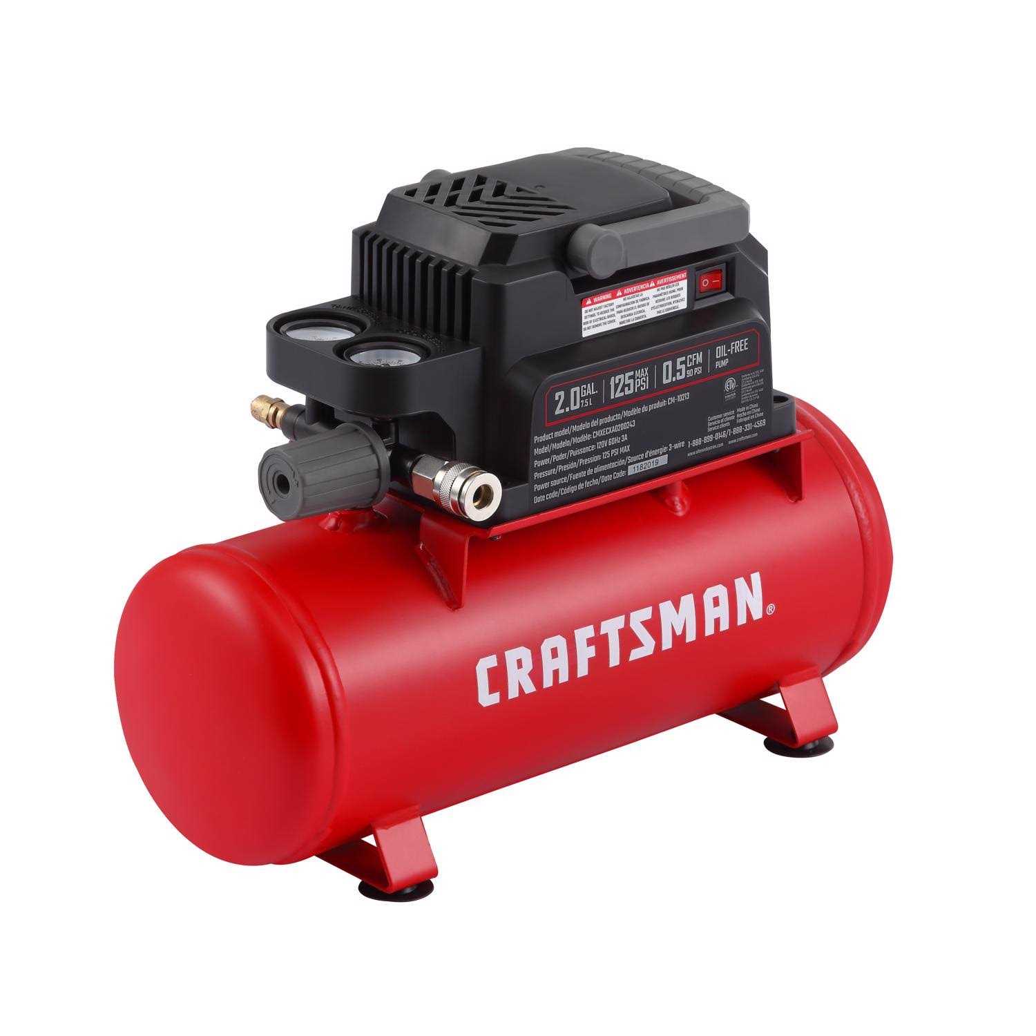 Craftsman 2 gal Horizontal Portable Air Compressor 125 psi 0.33 HP - Cheap Fitting