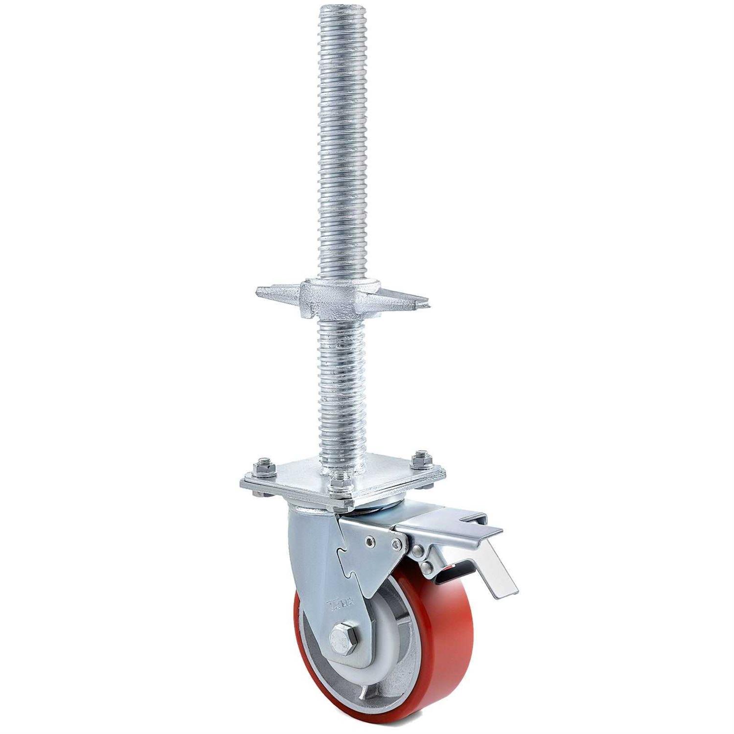 VEVOR 4 Pack 5 Inch Iron Core Polyurethane Swivel Caster with Dual Locking Brake Adjustable Legs 1100LBS Capacity per Wheel JL5IN4WXSCKTSGJL1V0 - Cheap Fitting