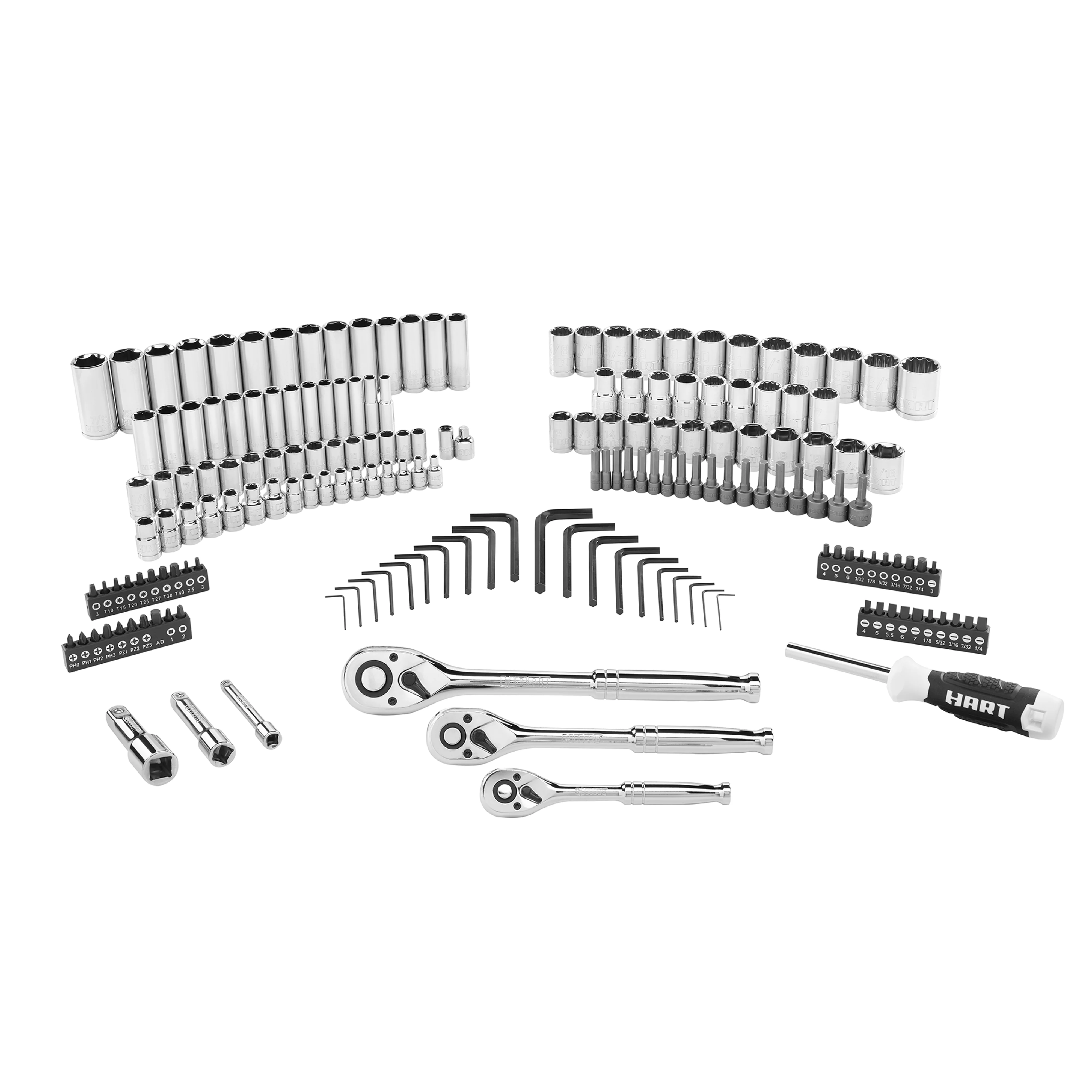 HART Multiple Drive 180-Piece Mechanics Tool Set, Chrome Finish - Cheap Fitting
