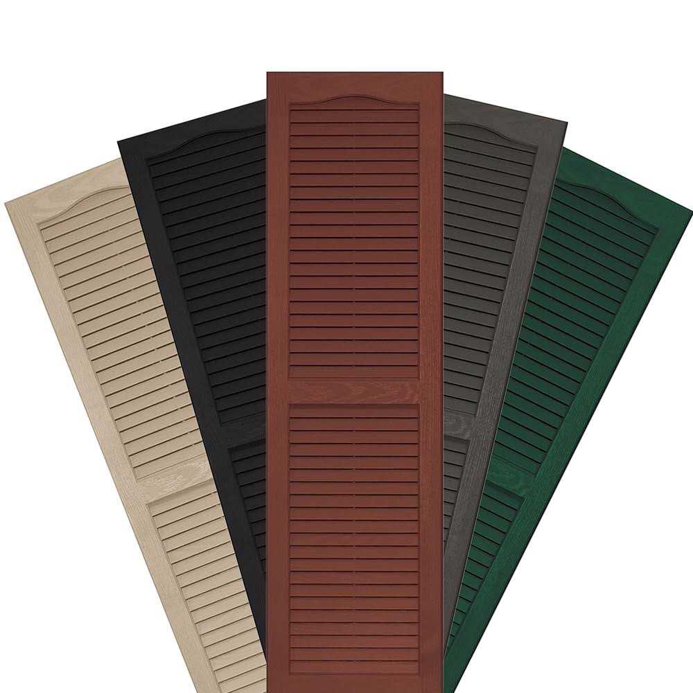 Vantage 14.625 x 54.8125 Black Louvered Vinyl Exterior Shutters V1731455002 - Cheap Fitting