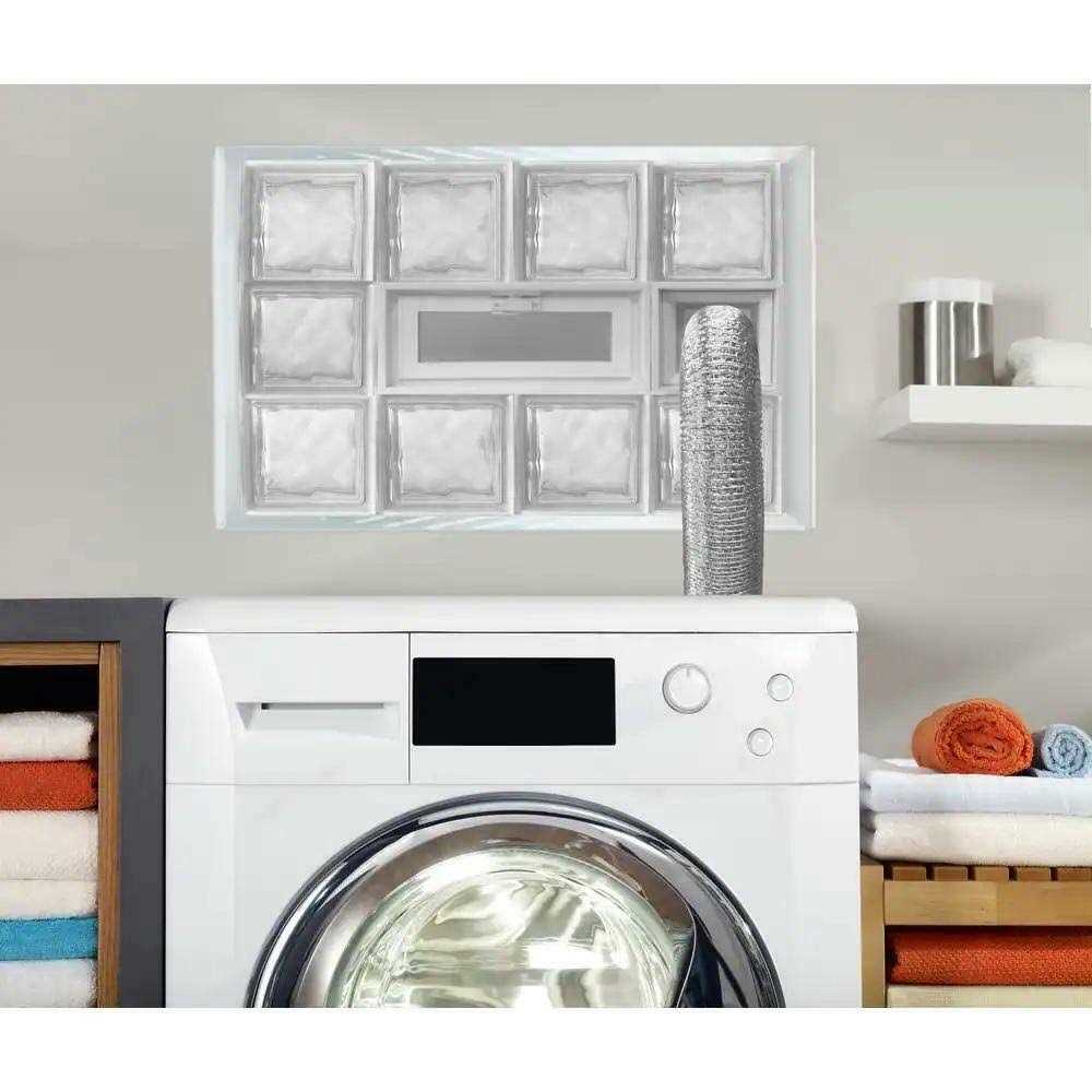 Clearly Secure 3 in. Thick Series 16 in. x 8 in. x 3 in. Hopper Vent for Glass Block Windows - Cheap Fitting