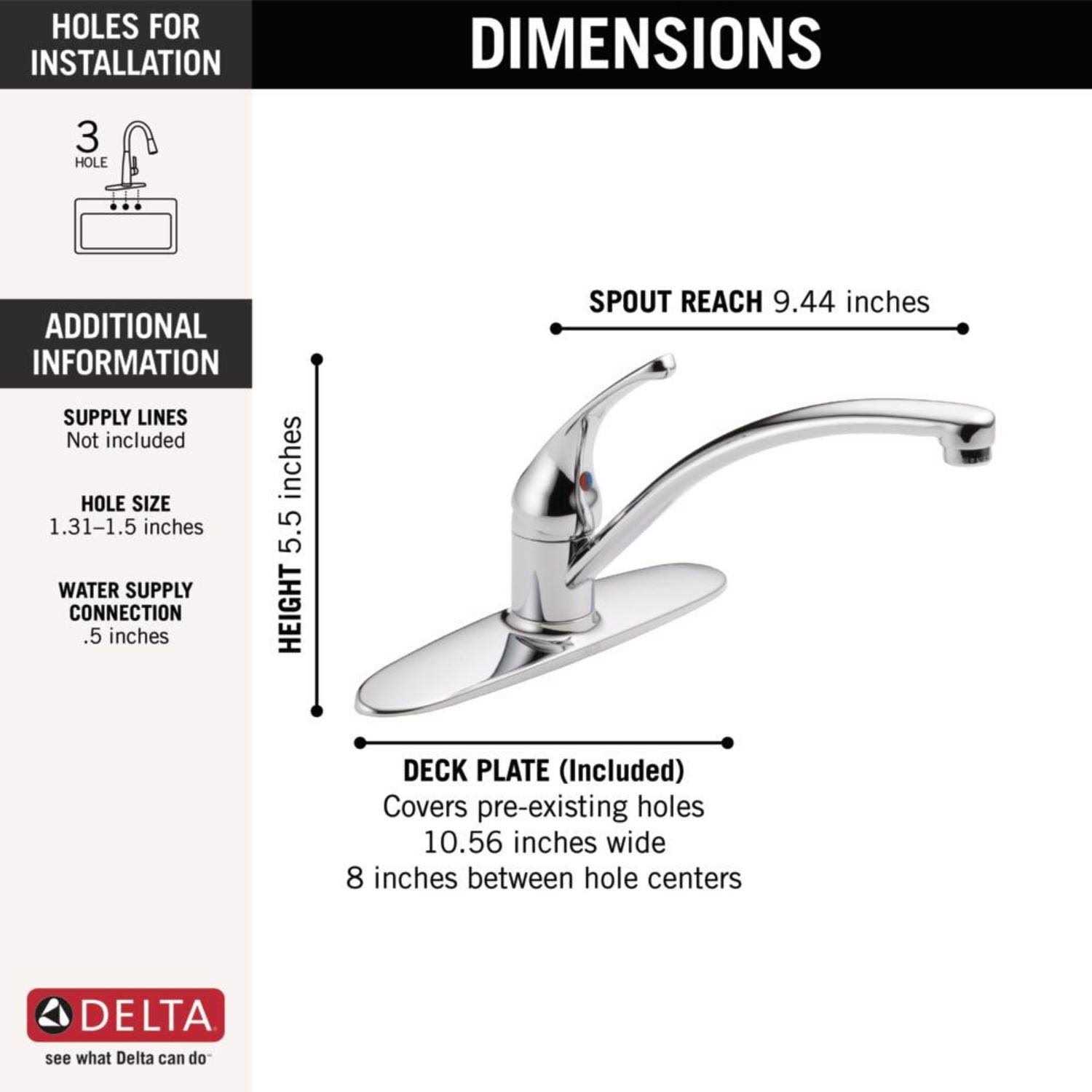 Delta Foundations One Handle Chrome Kitchen Faucet - Cheap Fitting