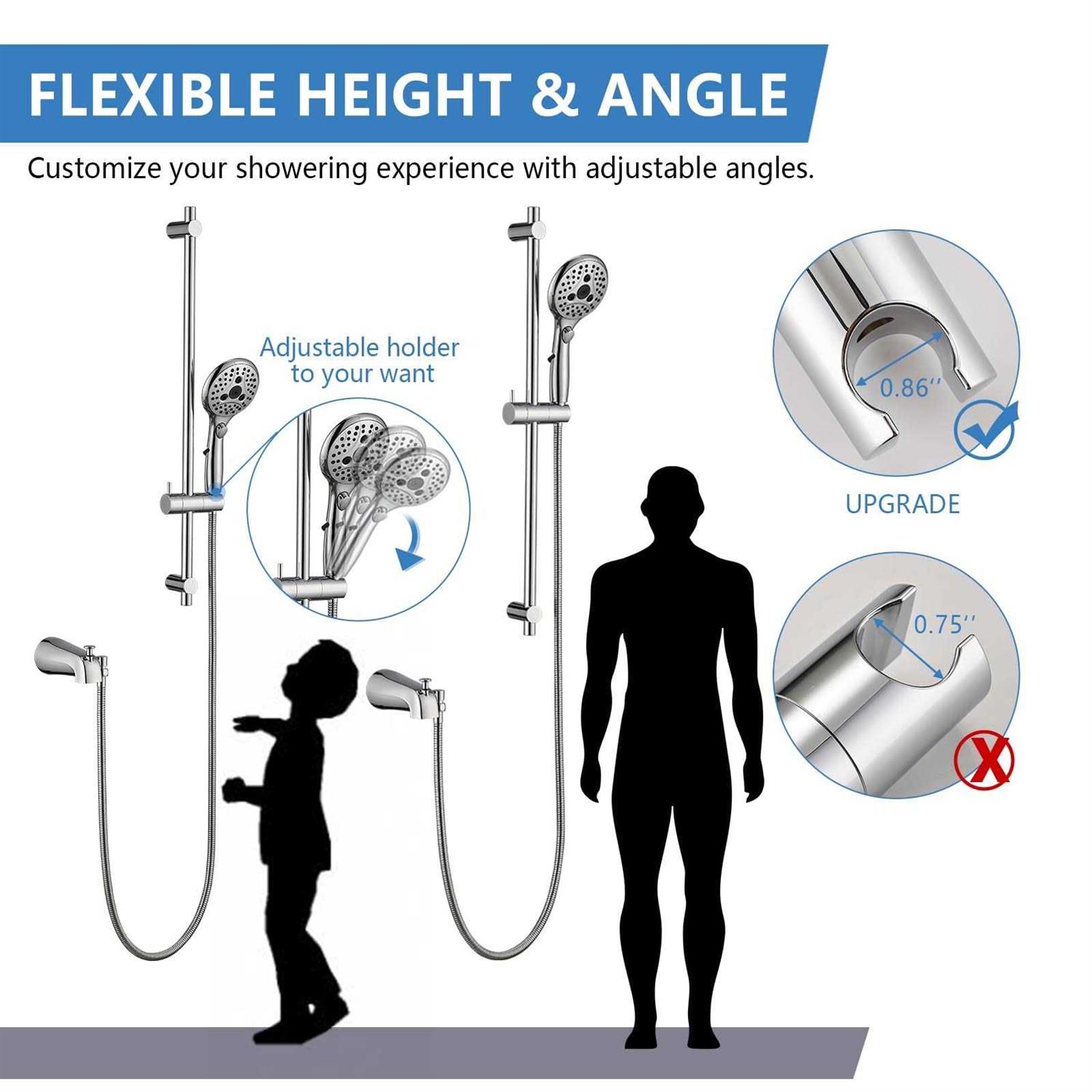 PROOX 5.31 in. Lift-Up Diverter Tub Spout with 6-Spray Handheld Shower - Cheap Fitting