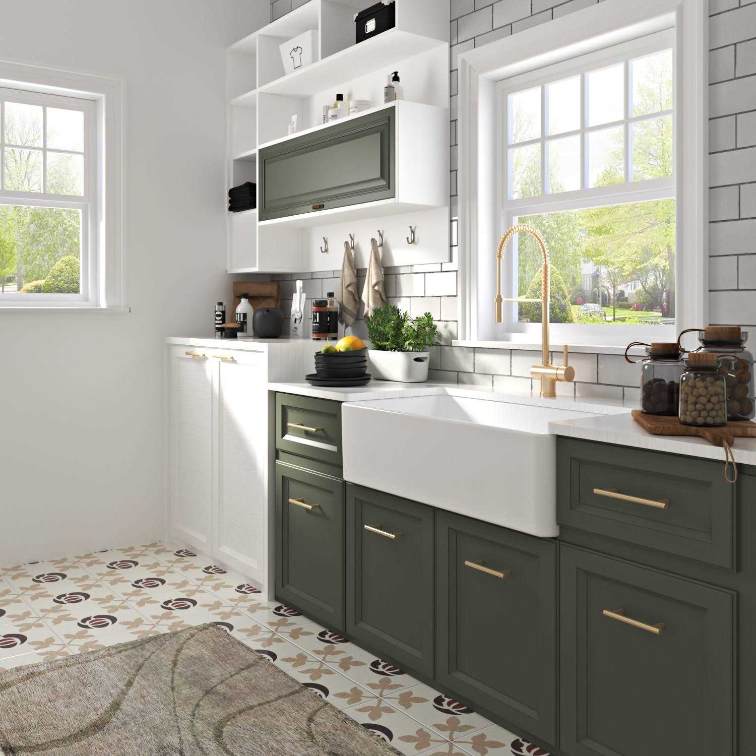 DeerValley DV-1K510 Grove Fireclay Farmhouse Kitchen Sink with Sink Grid and Basket Strainer Finish - Cheap Fitting