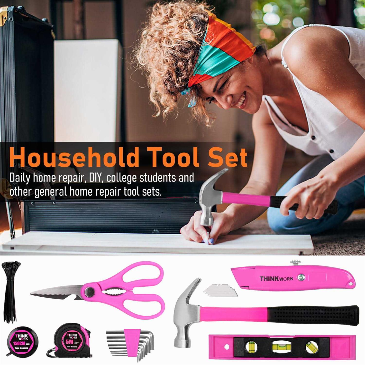 Pink Tool Set 207 Piece Lady’s Portable Home Repairing Tool Kit made from Thinkwork Tw6075 - Cheap Fitting