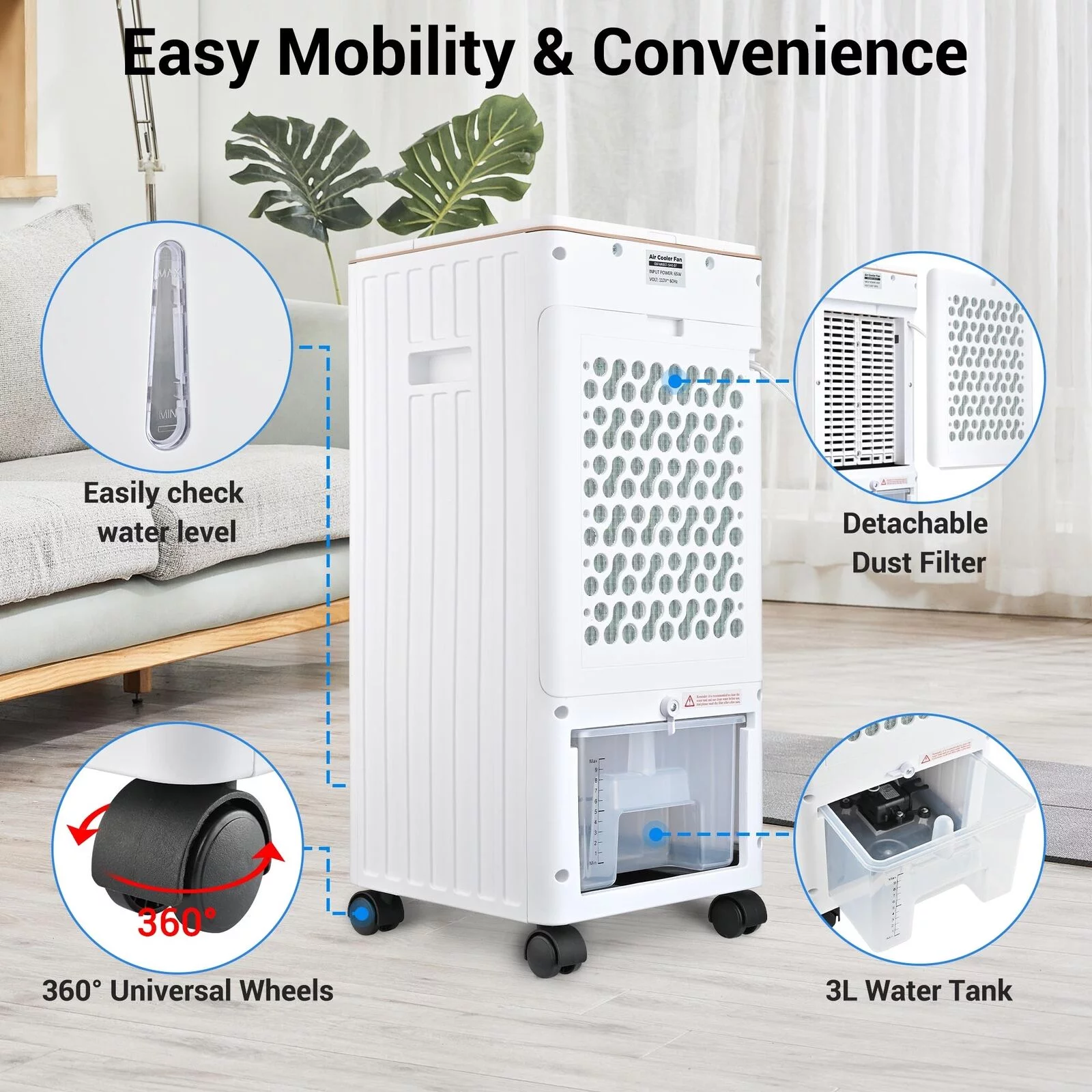 SUGIFT Evaporative Air Cooler Fan Anion Humidify with Remote Control - Cheap Fitting