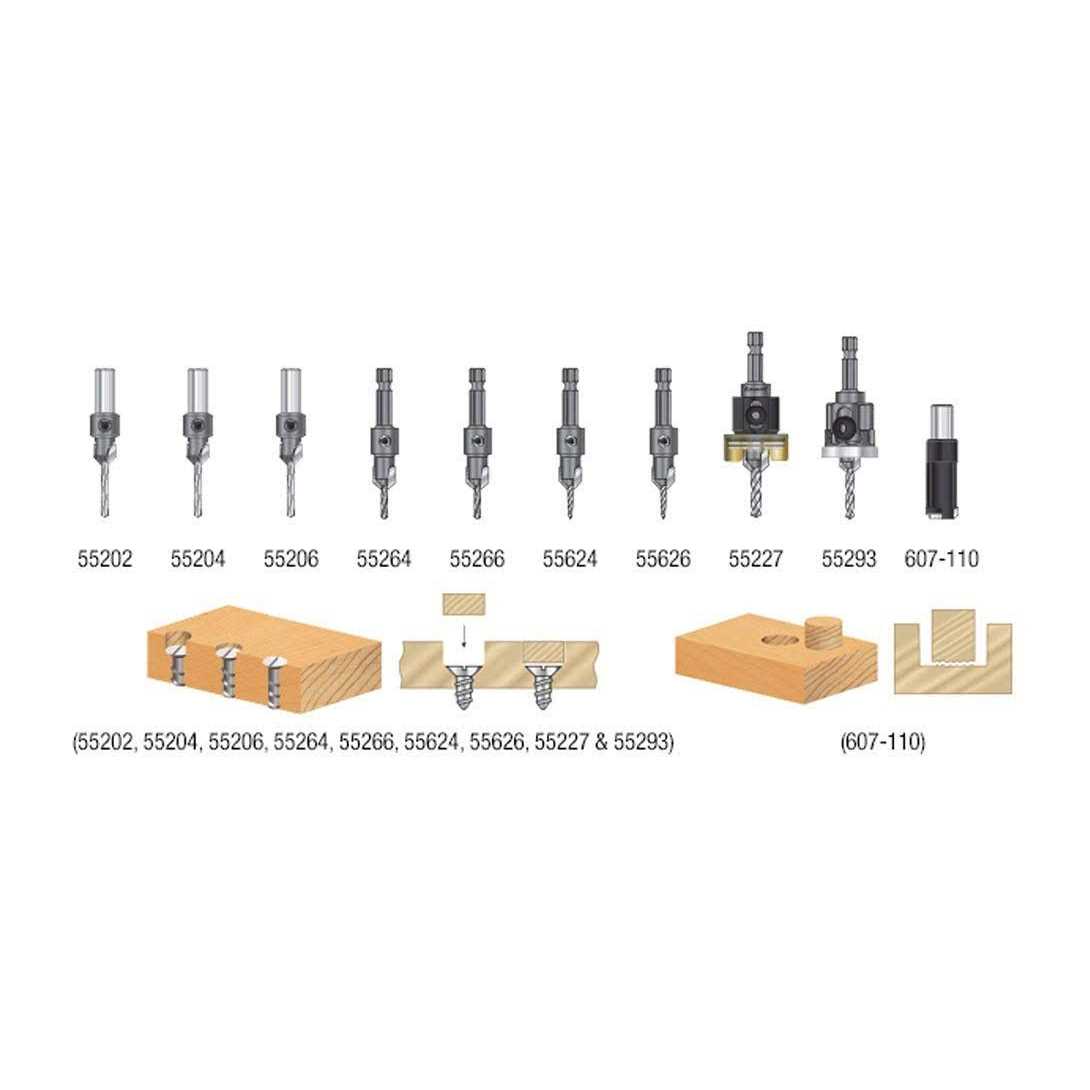 Amana Tool Amana AMS-307 2-Pc Carbide Tipped Countersink with Adjustable Depth Stop and No-Thrust - Cheap Fitting
