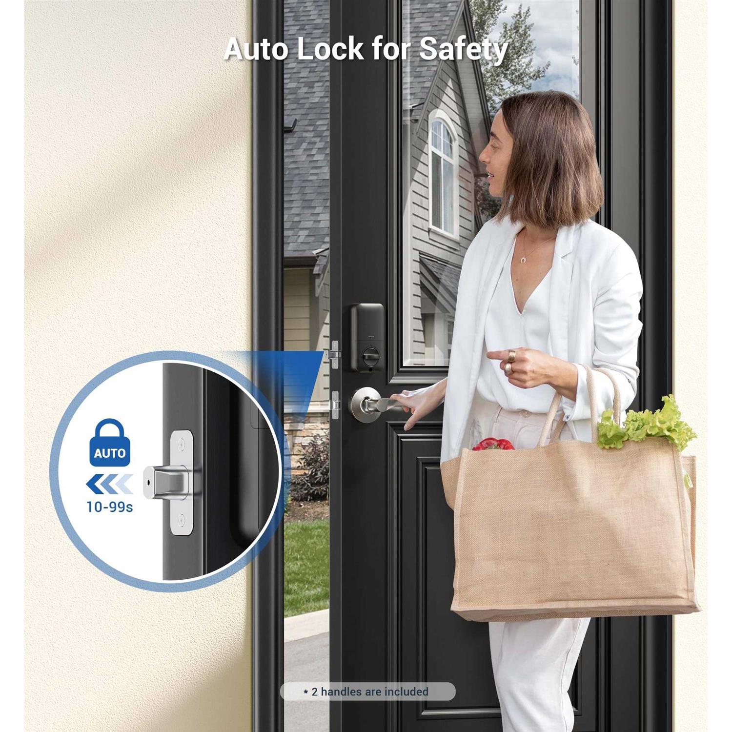 Veise Fingerprint Door Lock with 2 Lever Handles Keyless Entry Door Lock - Cheap Fitting