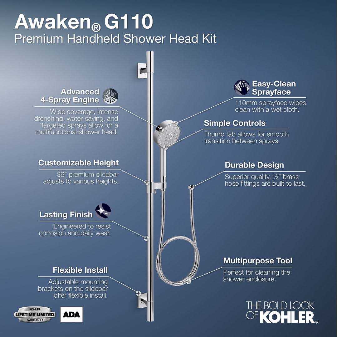 Kohler Awaken G110 GPM premium slidebar kit - Cheap Fitting