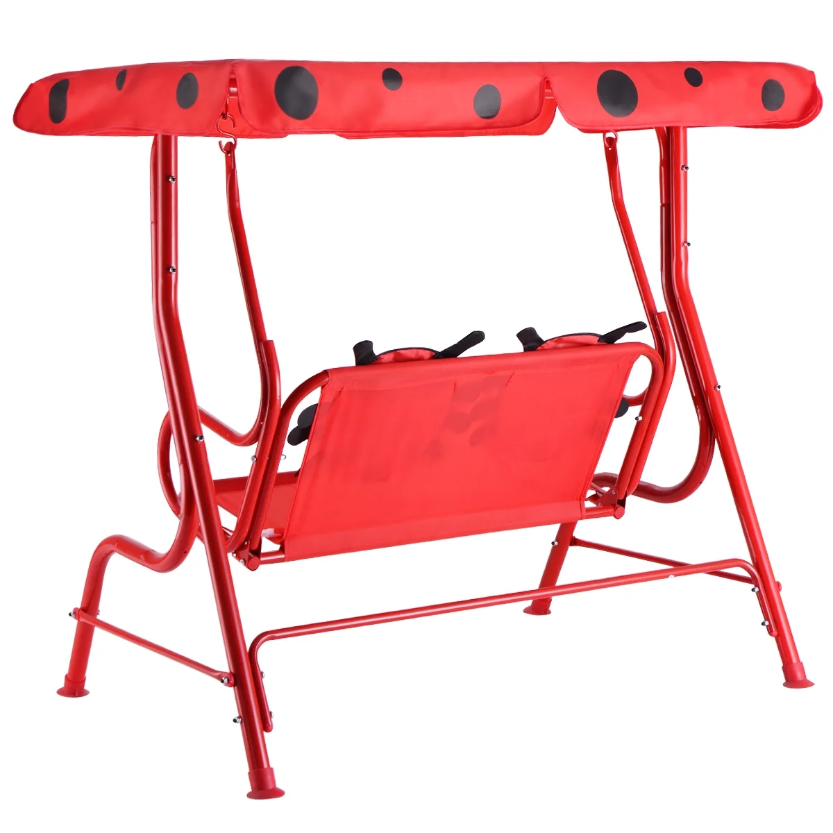 Costway Kids Patio Swing Chair Children Porch Bench Canopy 2 Person Yard Furniture red - Cheap Fitting