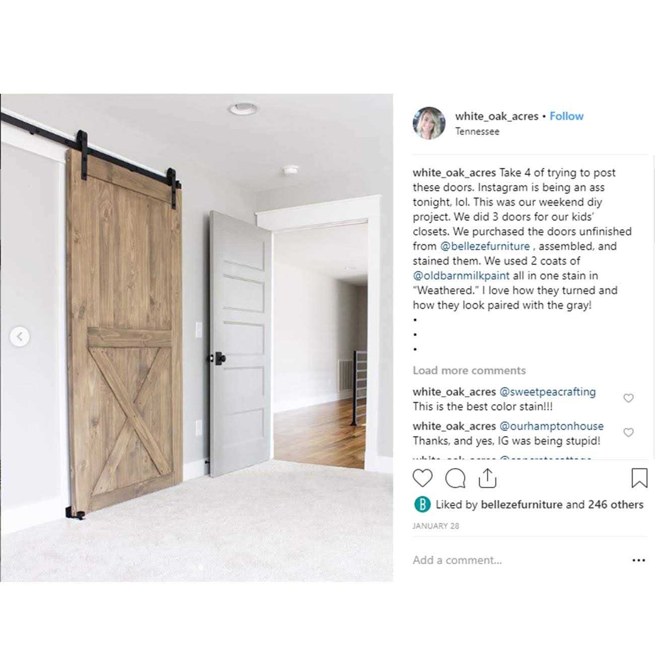BELLEZE Sliding Interior Barn Door Unfinished Pine Wood - Cheap Fitting