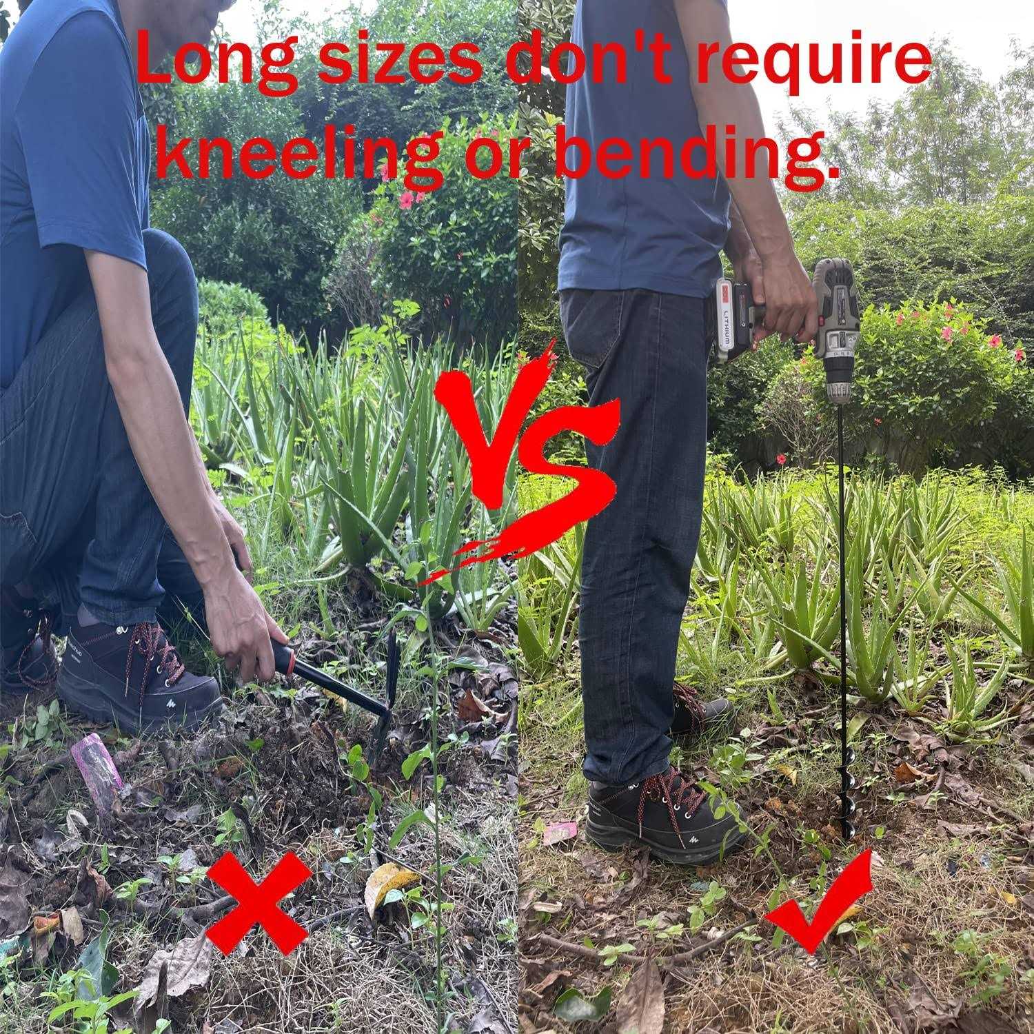 YOOHONG Extended Garden Auger Spiral Drill Bit 2”x30” Spiral Hole Drill Planter - Cheap Fitting