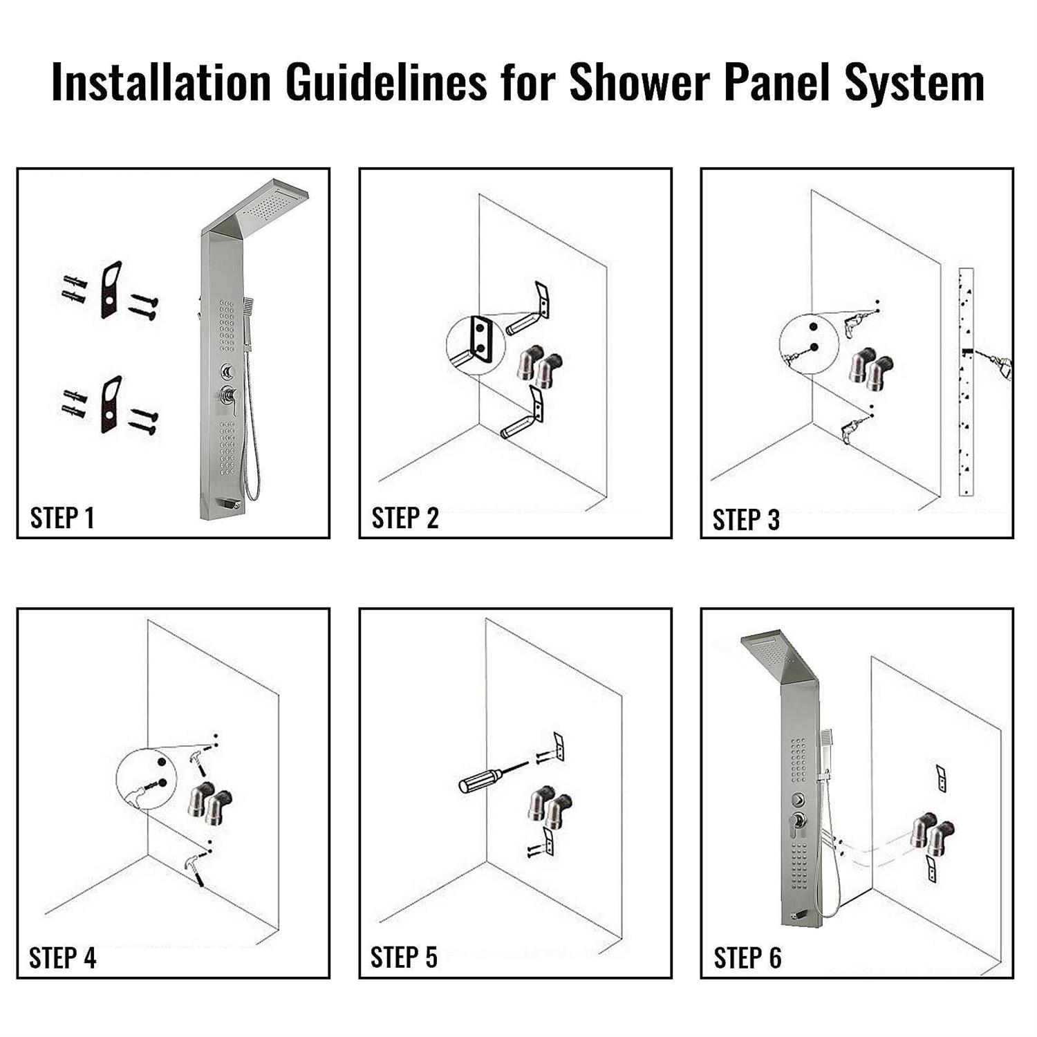 VEVOR 5 in1 Shower Panel Tower System Brushed Silver Stainless Steel Multi-Function Shower Panel with Spout Rainfall Waterfall Massage Jets Tub HSYGYS5HYFTHS0001V0 - Cheap Fitting