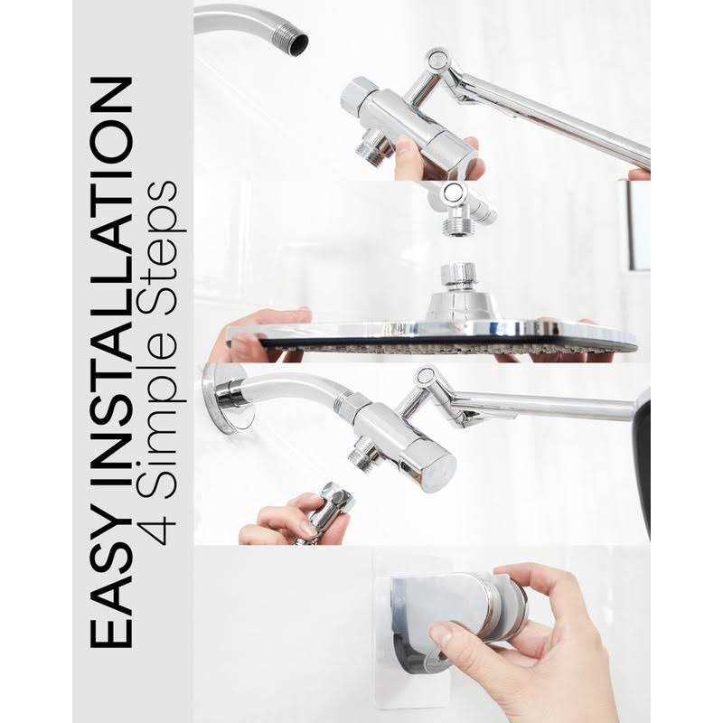 Veken 12 Inch High Pressure Rain Shower Head Combo with Extension Arm - Cheap Fitting