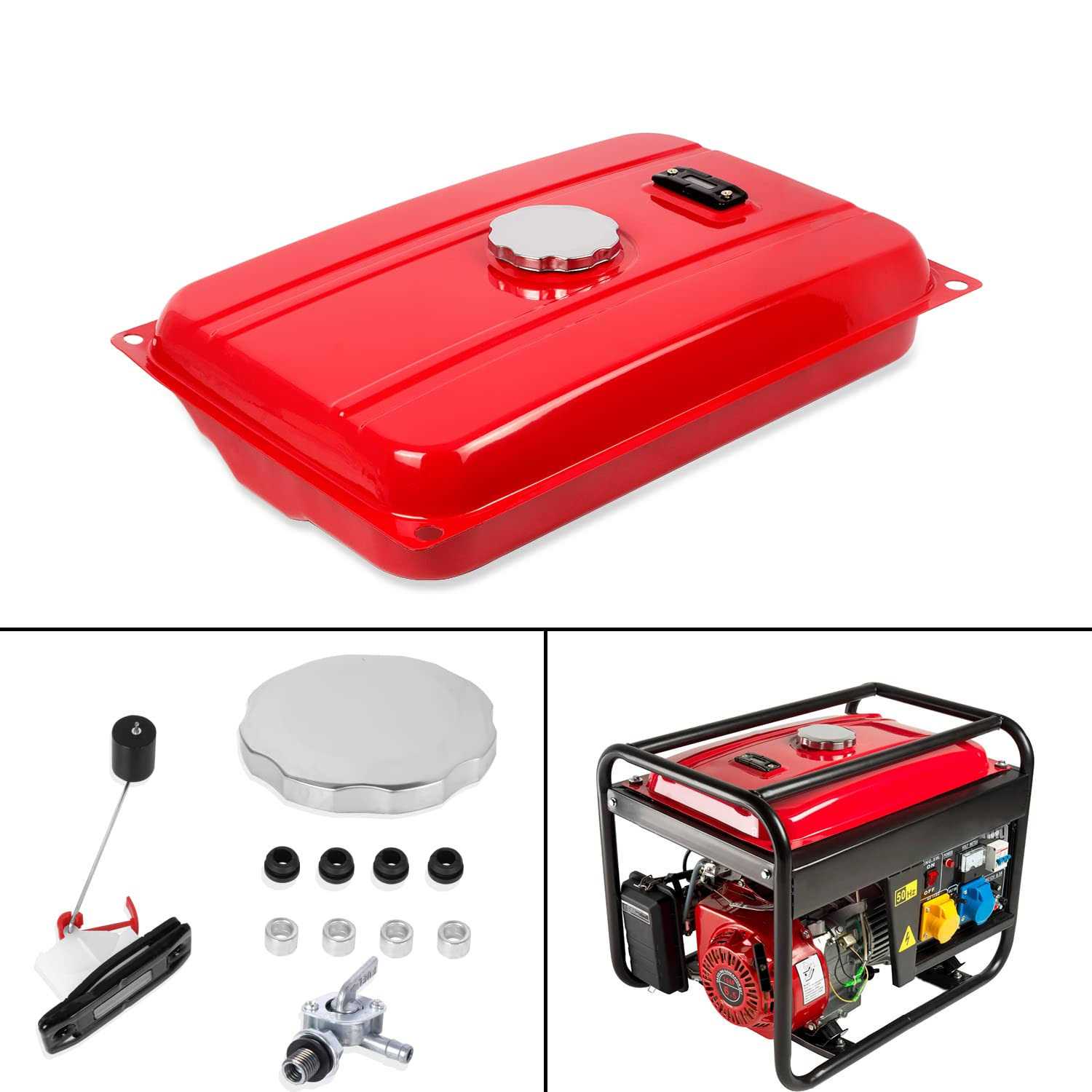 Wztepeng Universal 7 Gallons 6500w Generator Gas Fuel Tank with Chrome Gas Cap &valve Petcock Filtercompatible with Ec6500 26.5 Liter - Cheap Fitting