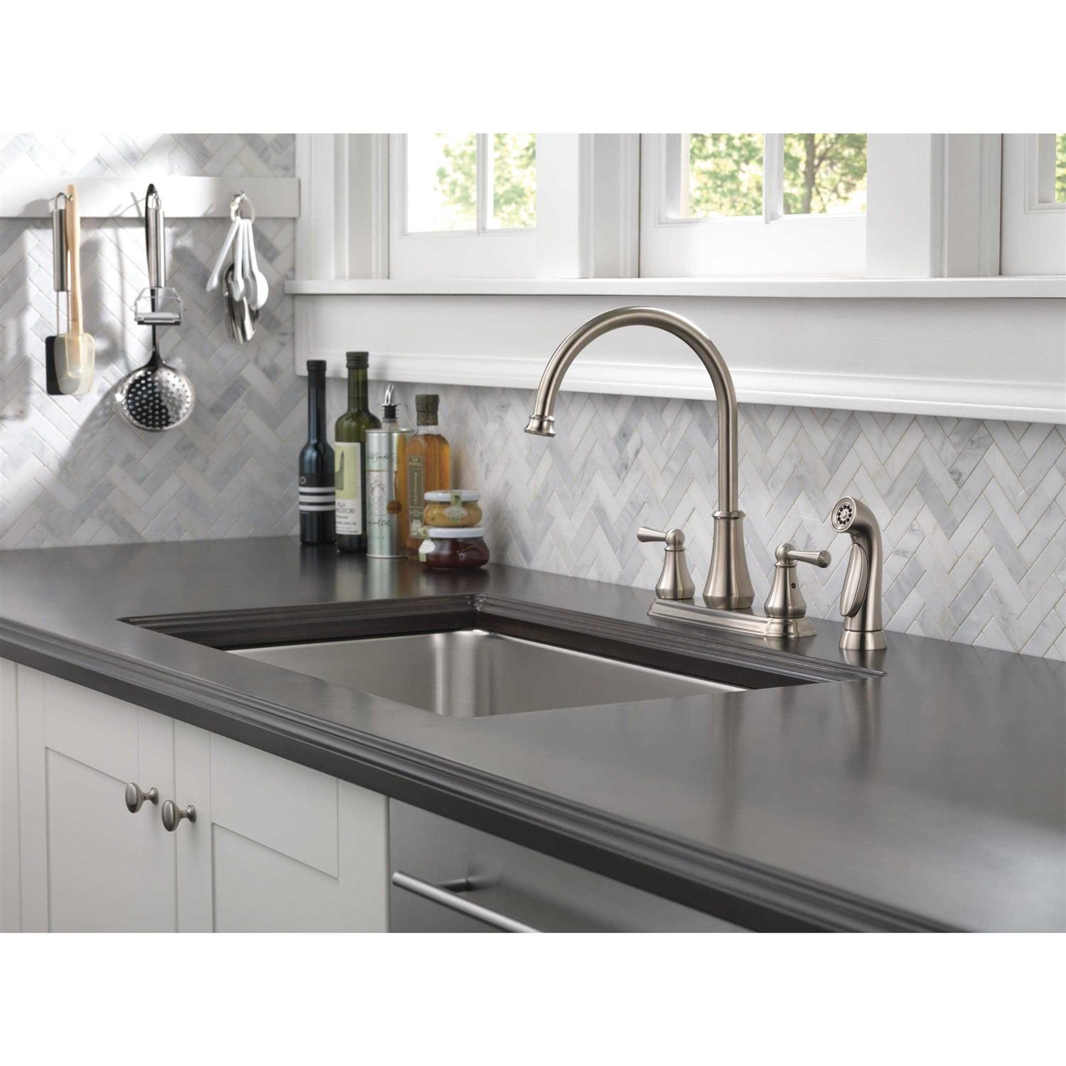 Delta Lewiston Two Handle Kitchen Faucet - Cheap Fitting