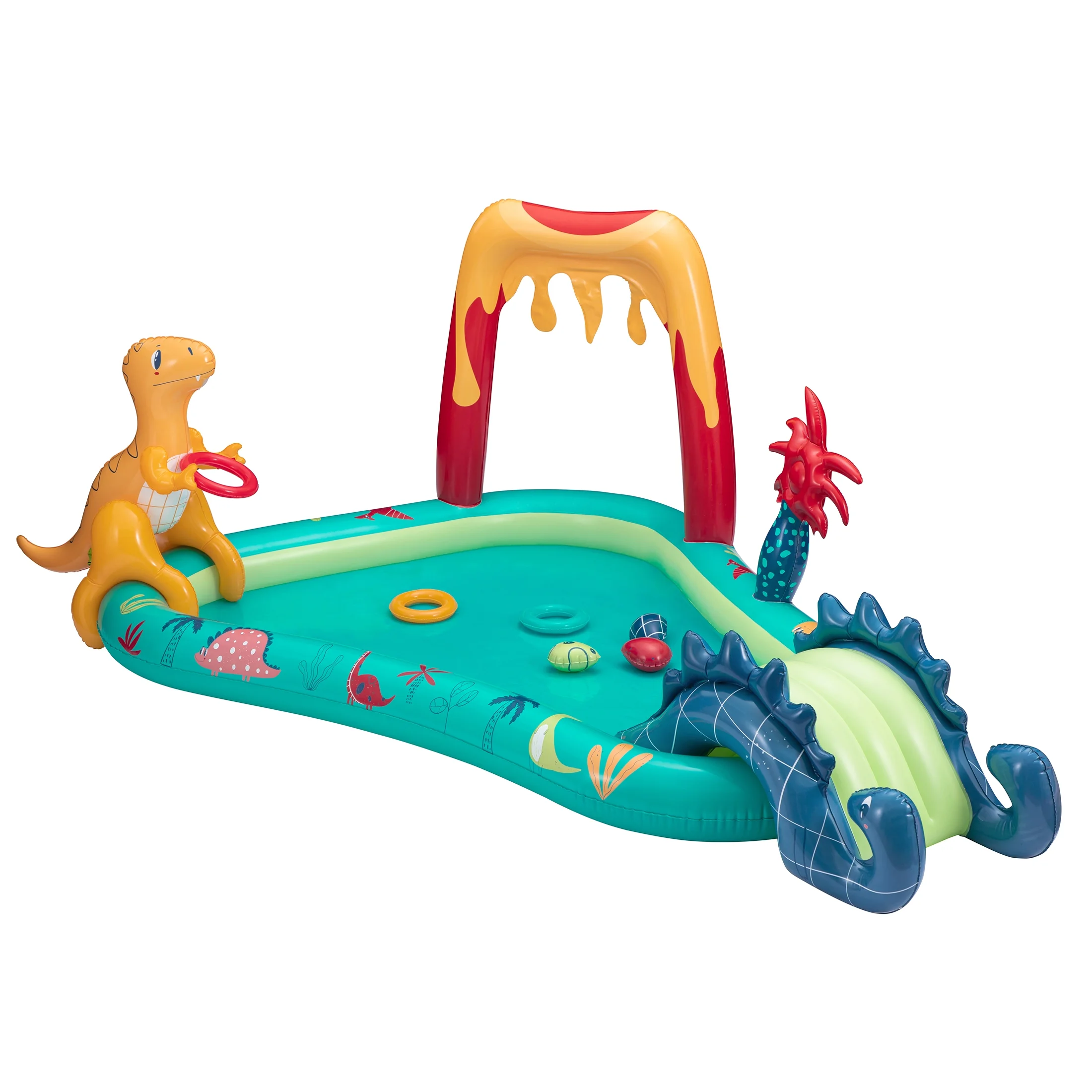 Bluescape Dino Inflatable Play Center, Kiddie Pool with Sprinkler, Toys & Slide, Age 2 & up, Unisex - Cheap Fitting