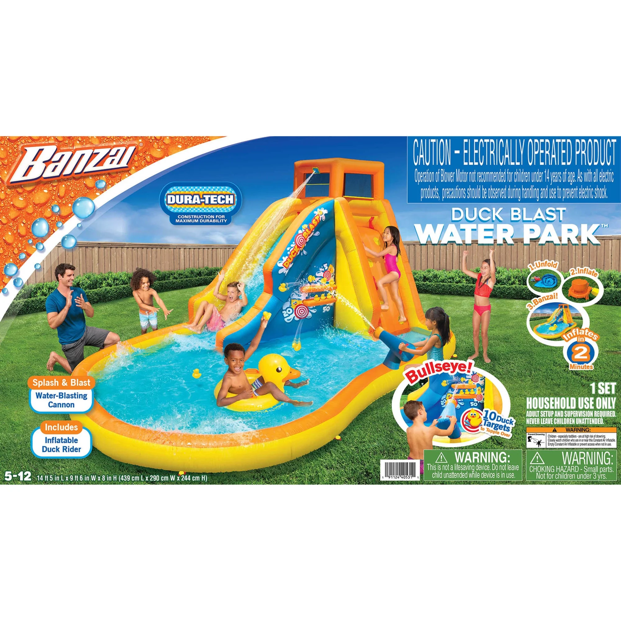 Banzai Inflatable Duck Blast Water Park - Water Blast Cannon & Inflatable Duck Rider - Cheap Fitting