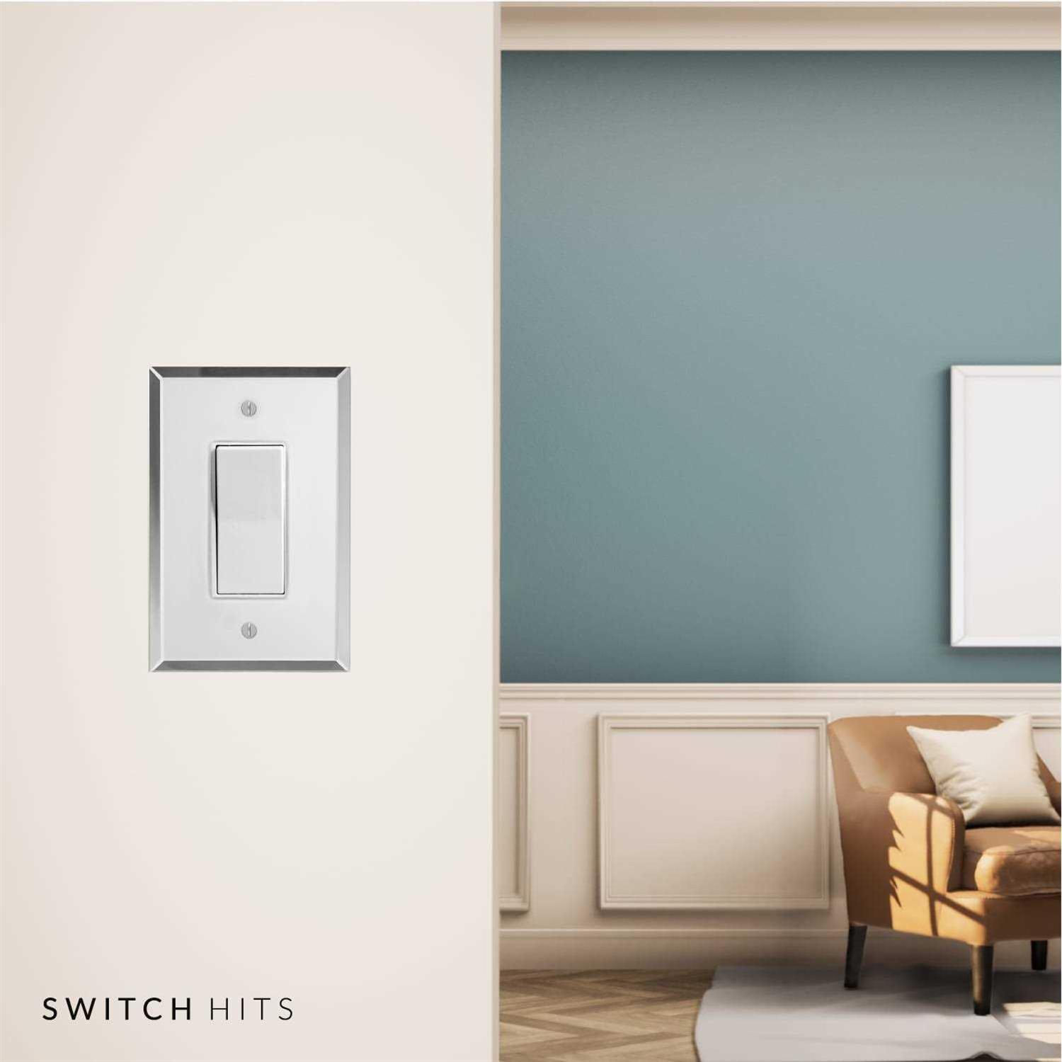 Switch Hits Plain Glass Mirror Outlet Wall Plate 1 Gfi Rocker - Cheap Fitting