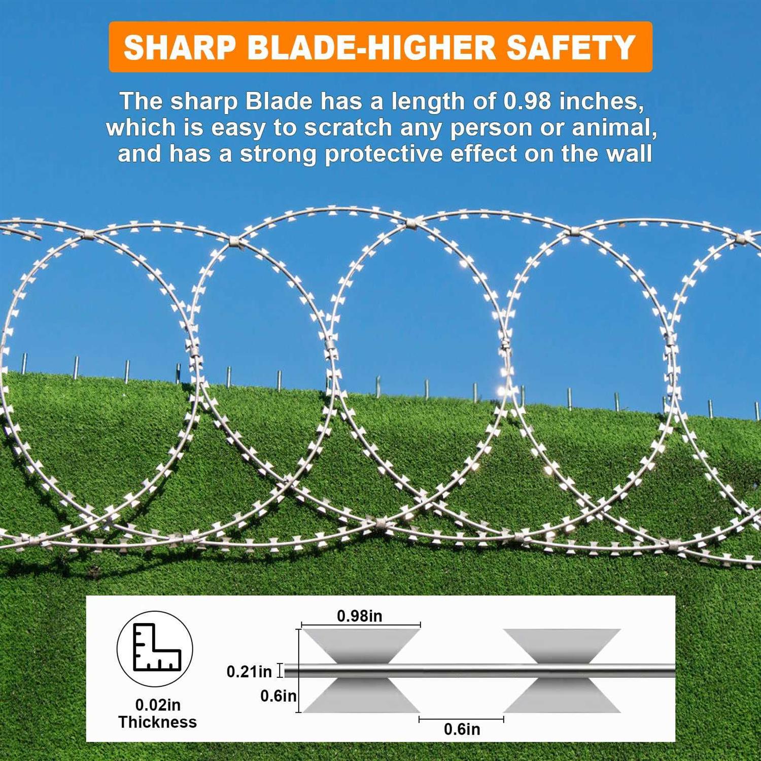 YXJSTO Razor Wire 250ft Galvanized Bto-22 Razor Wire Fence Stretched Ribbon Barbed Wire Coils for Farm - Cheap Fitting