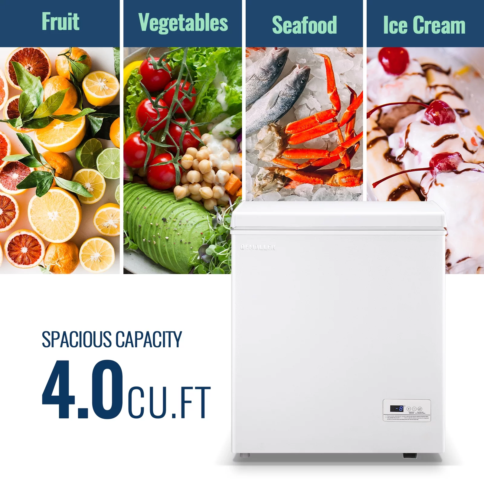 DEMULLER Deep Chest Freezer Freezers with Two Storage Baskets Ultra-Low Temperature White 79-W-1 - Cheap Fitting