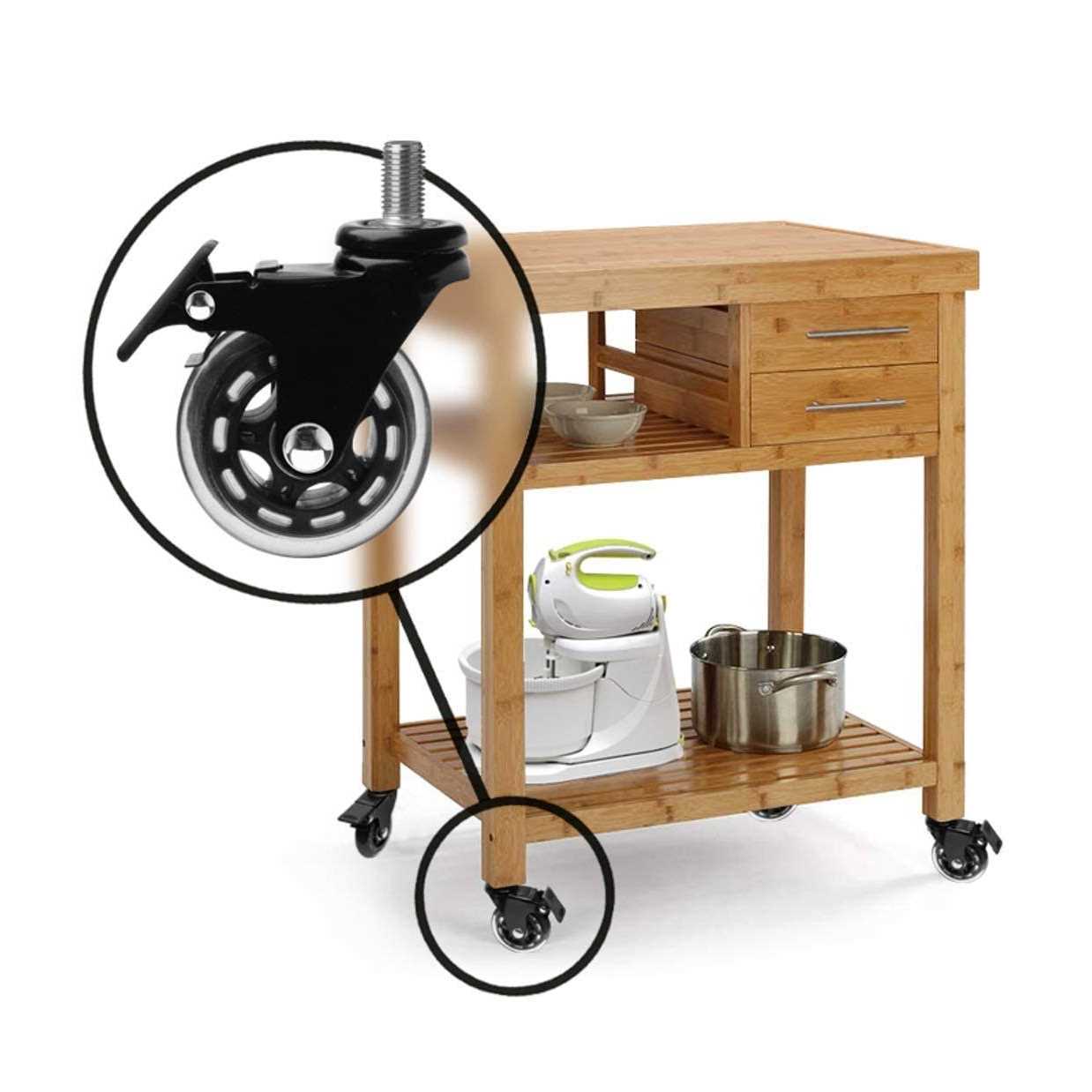 Slipstick CB693 Premium 3 Inch Rubber Caster Wheels with Brake Replacement Rollerblade Style Swivel Casters with 3/8”– 16×1” Threaded Stem - Cheap Fitting