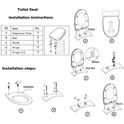 Toilet Seat will Slow Close Modern Lid Toilet Covers White D-Shape Easy Clean & Fix Adjustable Hinges Seat Quick Release Loo - Cheap Fitting