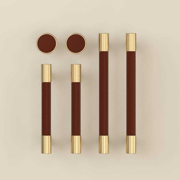 Goldenwarm Cabinet Handles Solid Brass Leather Cabinet Door Handles - Cheap Fitting