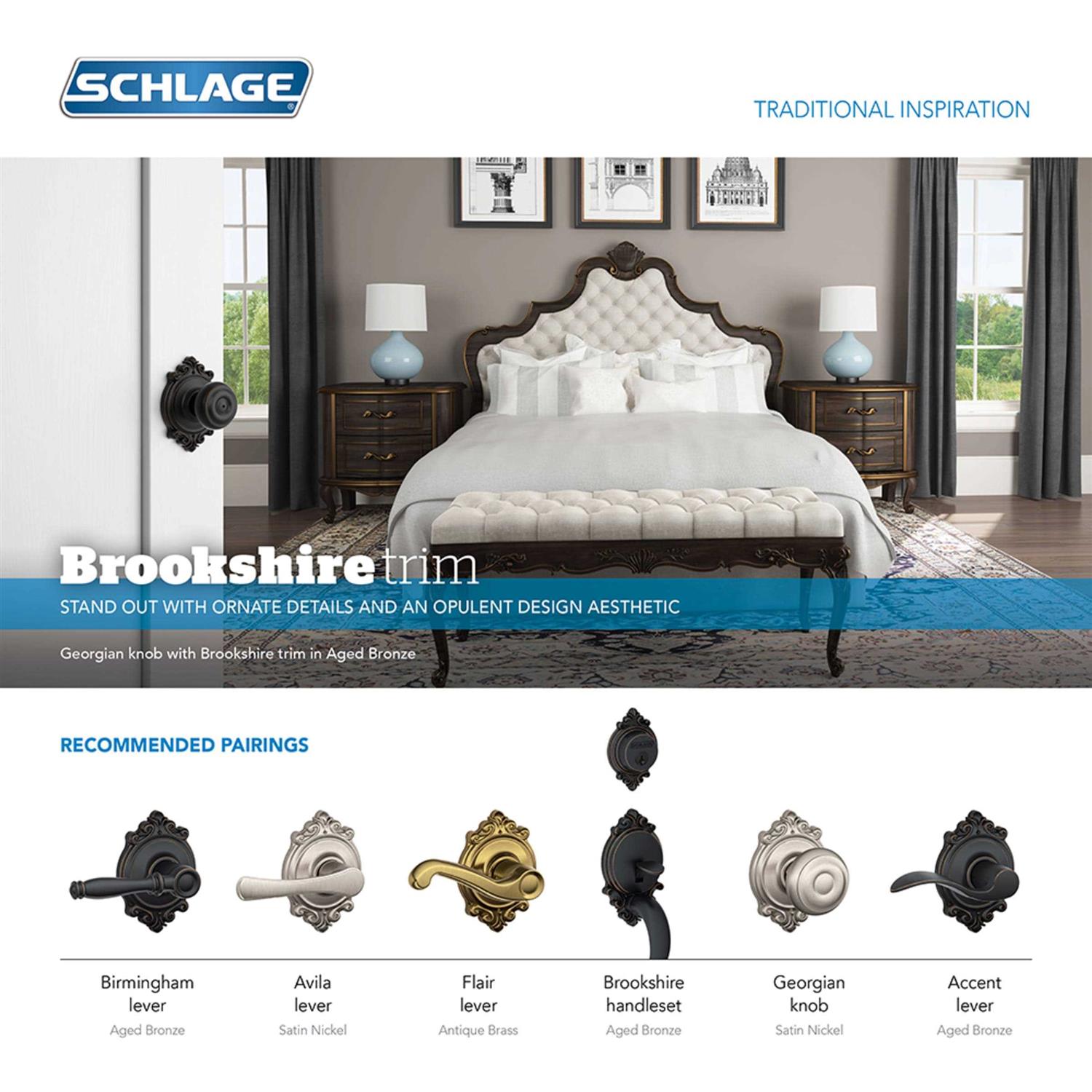 Schlage F10 GEO Brk Georgian Door Knob with Brookshire Trim - Cheap Fitting