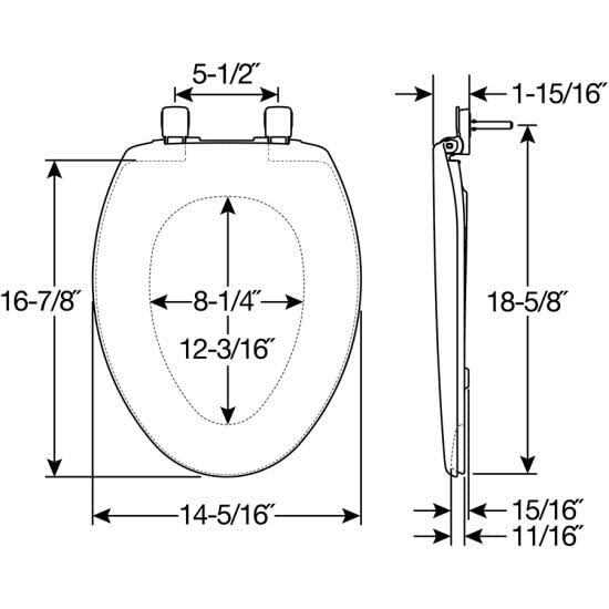 Bemis 7300SLEC 000 Slow Close Elongated Plastic Toilet Seat - Cheap Fitting