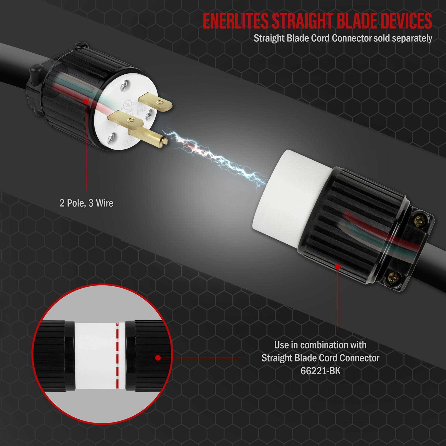 Enerlites Nema 6-15p Straight Blade Replacement Plug Connector Male Extension Cord Ends 66220-BK - Cheap Fitting