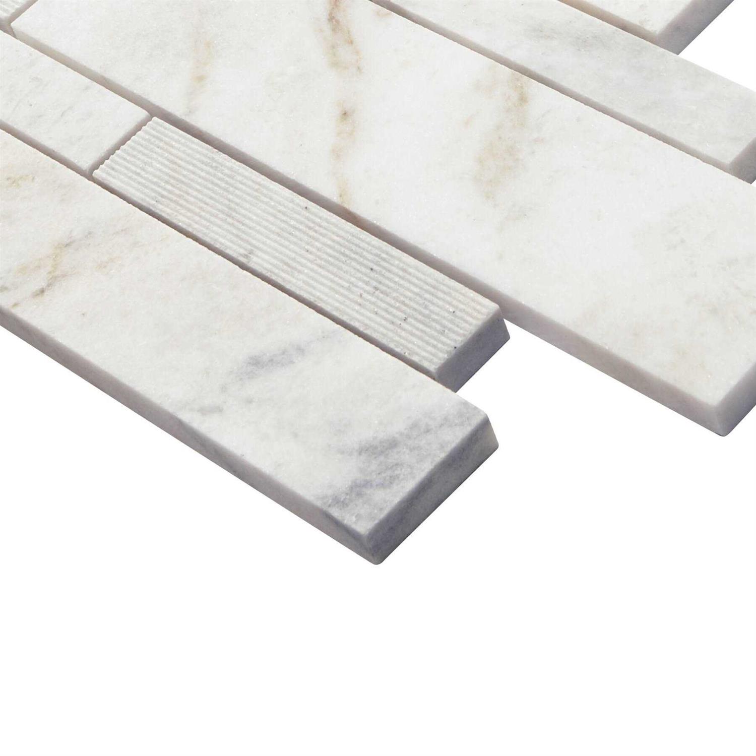 American Olean Genuine Stone White Ember 11-in x 14-in Multi-finish Natural Stone Marble Random Marble Look Floor and Wall Tile - Cheap Fitting