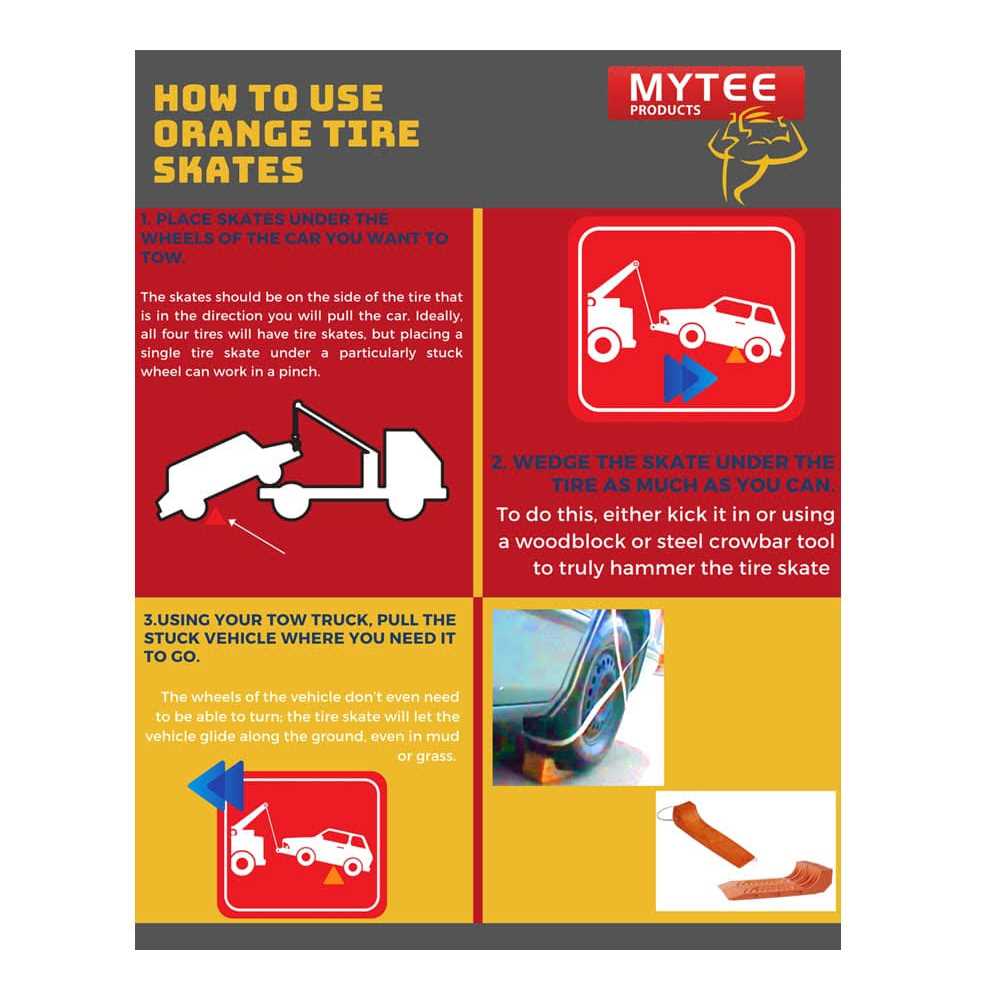 Mytee Products Tire Skates for Tow Truck Wrecker Rollback Carrier Safety Orange - Cheap Fitting