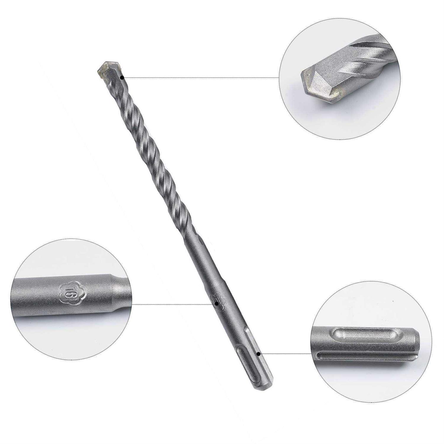 RVIQI 17 Pcs Hammer Drill Bits and Chisels Set Sds Plus Shank Connection Concrete Masonry Hole Tool Including Carbide Rotary Drill Bi - Cheap Fitting