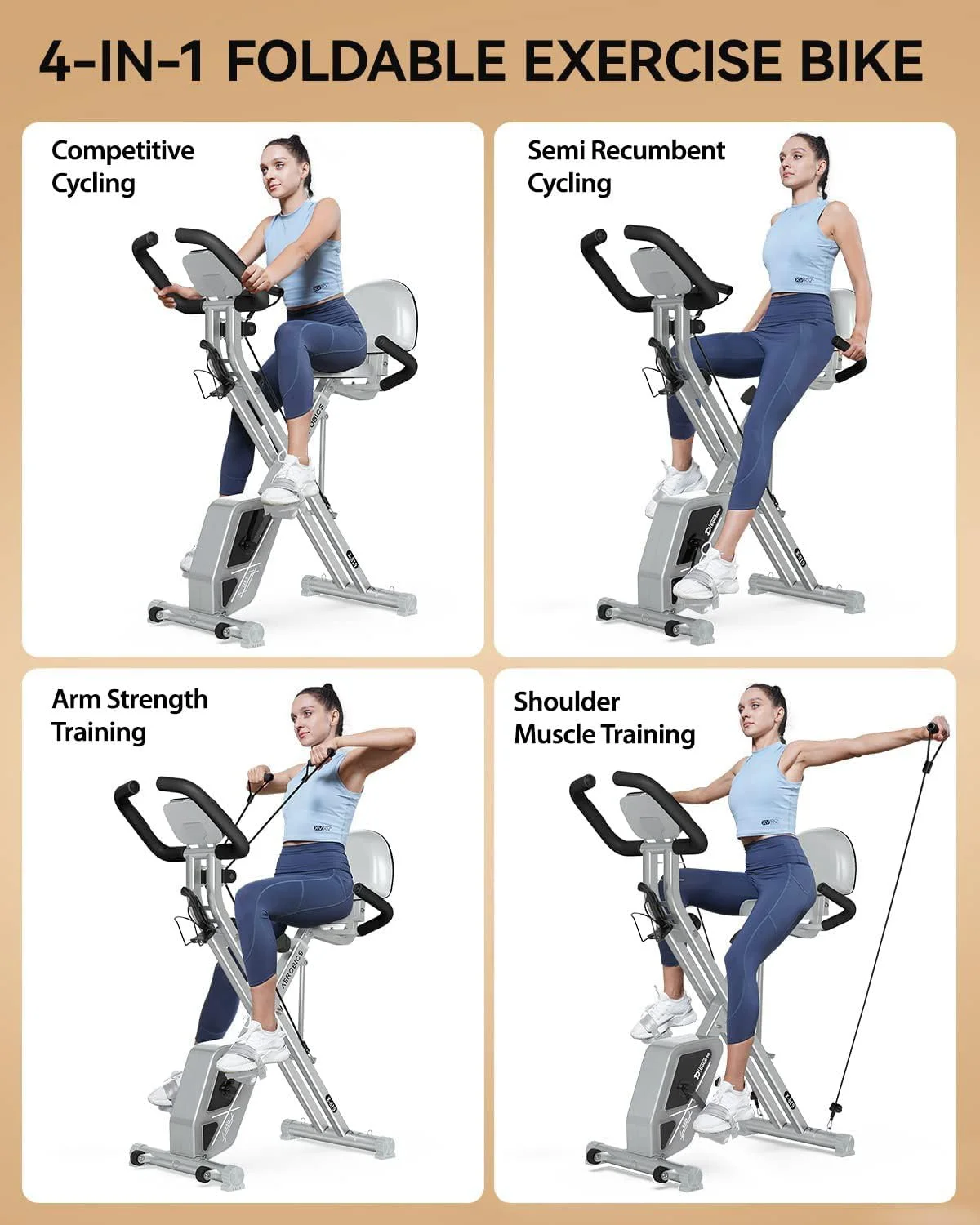 POOBOO 300 Lbs Magnetic Indoor Cycling Stationary Belt Drive Exercise Bike Home Cardio Workout - Cheap Fitting