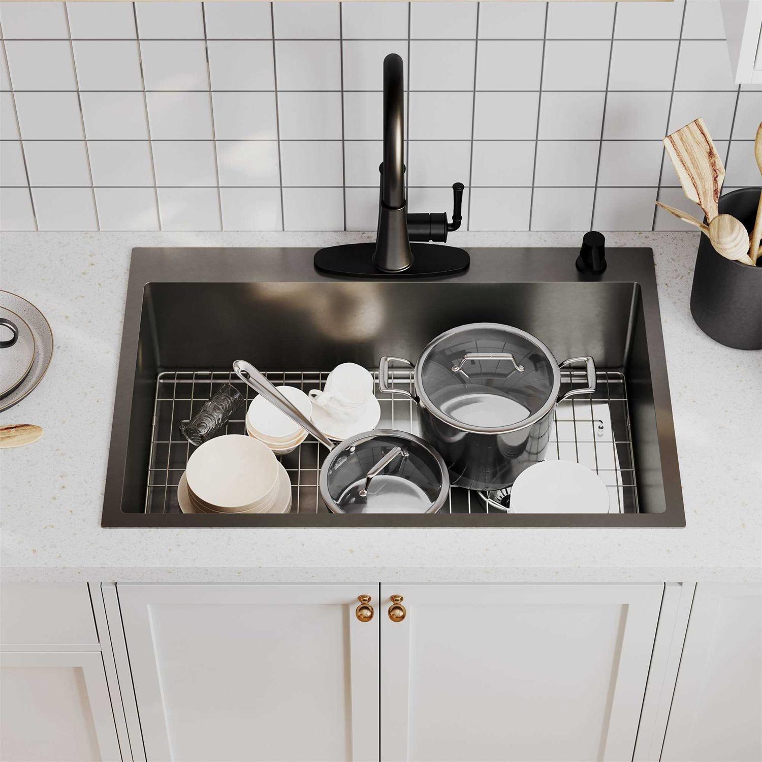 CASAINC Stainless Steel Sink 33 in. 16-Gauge Single Bowl Drop-in Kitchen Sink - Cheap Fitting