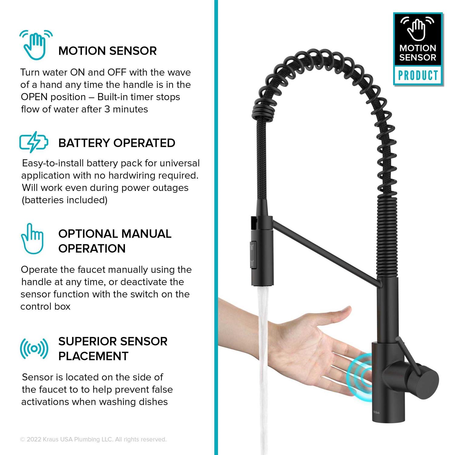 Kraus Oletto Touchless Sensor Commercial Pull-Down Single Handle Kitchen Faucet with QuickDock Top Mount Assembly KSF-2631 - Cheap Fitting