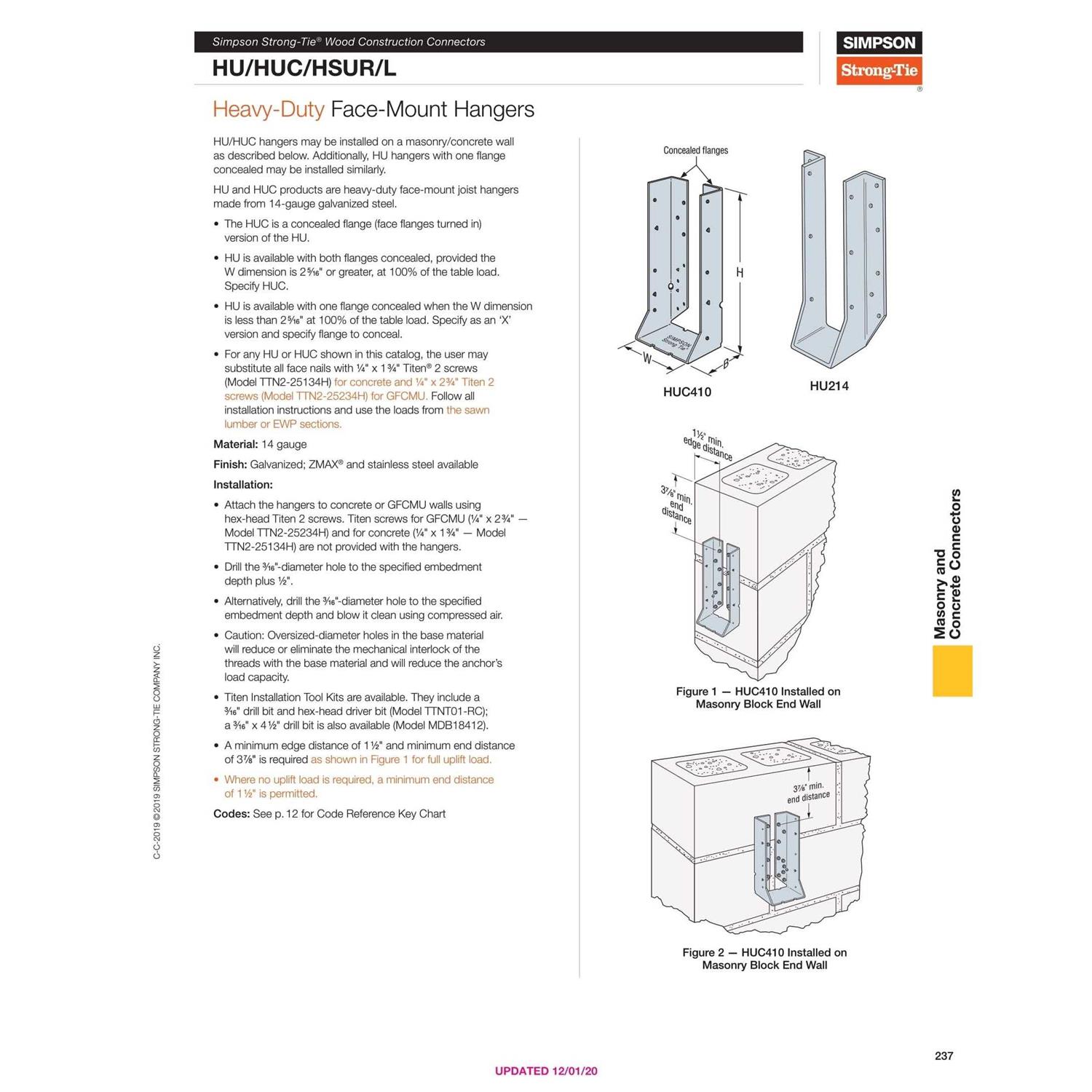 Simpson Strong-Tie HUC Galvanized Face-Mount Concealed-Flange Joist Hanger for 6×6 HUC66 - Cheap Fitting