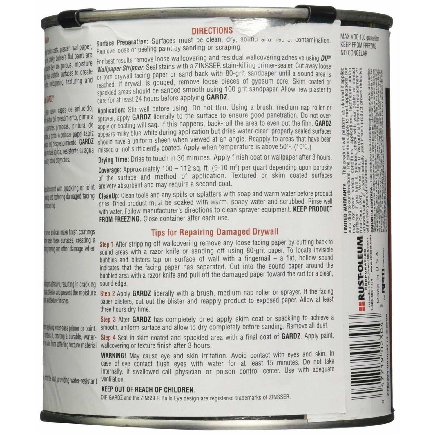 Zinsser Gardz Problem Surface Sealer - Cheap Fitting