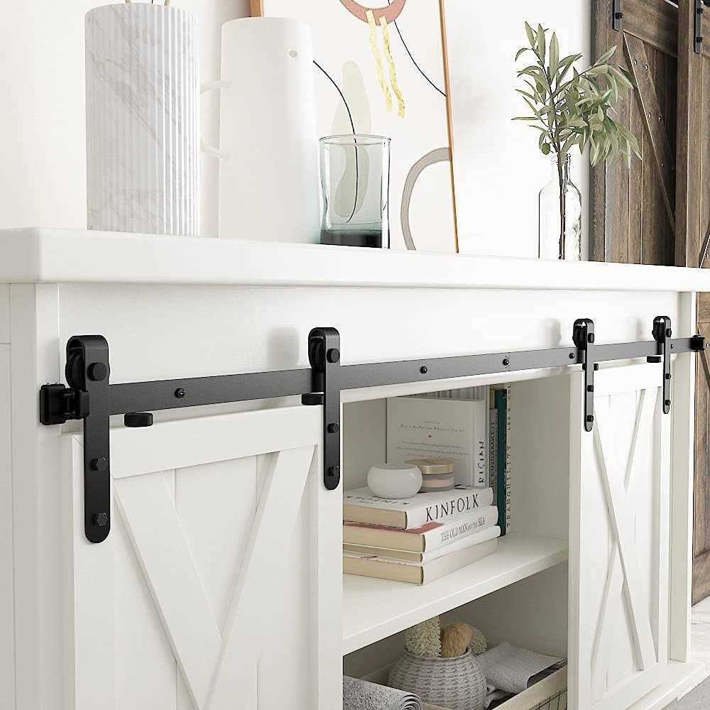 skysen Cabinet Sliding Barn Door Hardware Kit Super Mini Sliding Door Hardware for Wardrobe Cabinet TV Stand - Cheap Fitting