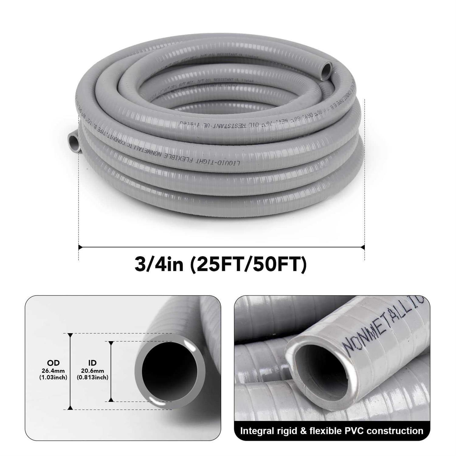 Elecoman Liquid-Tight Conduit and Connector Kit,Flexible Non Metallic Liquid Tight Electrical Conduit Kit with 5 Straight and 3 90 - Cheap Fitting
